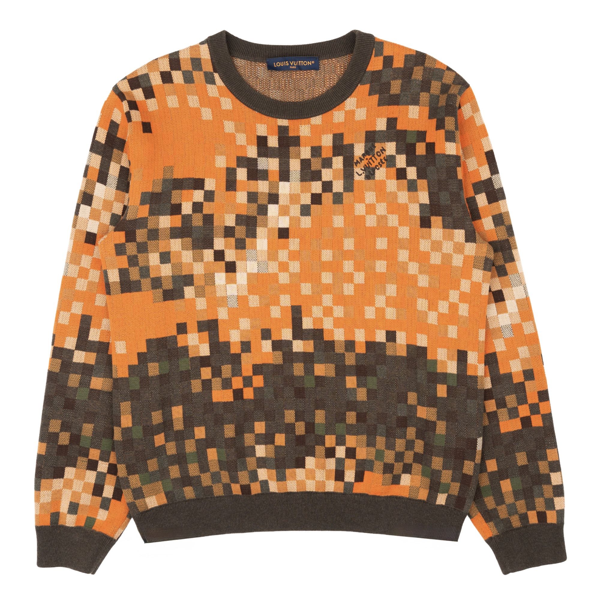 Louis Vuitton Studded LV Lovers Logo Crewneck Sweatshirt Orange Olive Gre Size US L / EU 52-54 / 3 - 2 Thumbnail