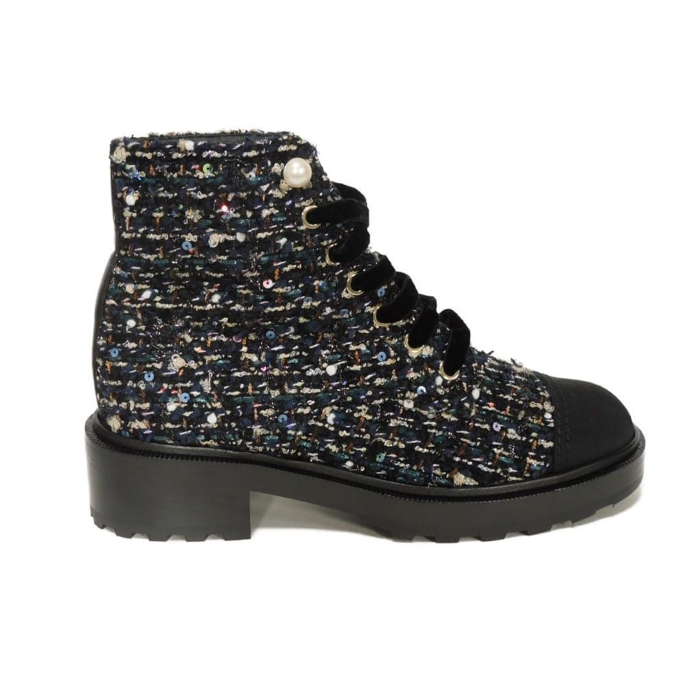 Chanel Chanel CHANEL Tweed Short Boots Leather Shoes G35154 DUTY FREE for USA Size ONE SIZE - 4 Thumbnail