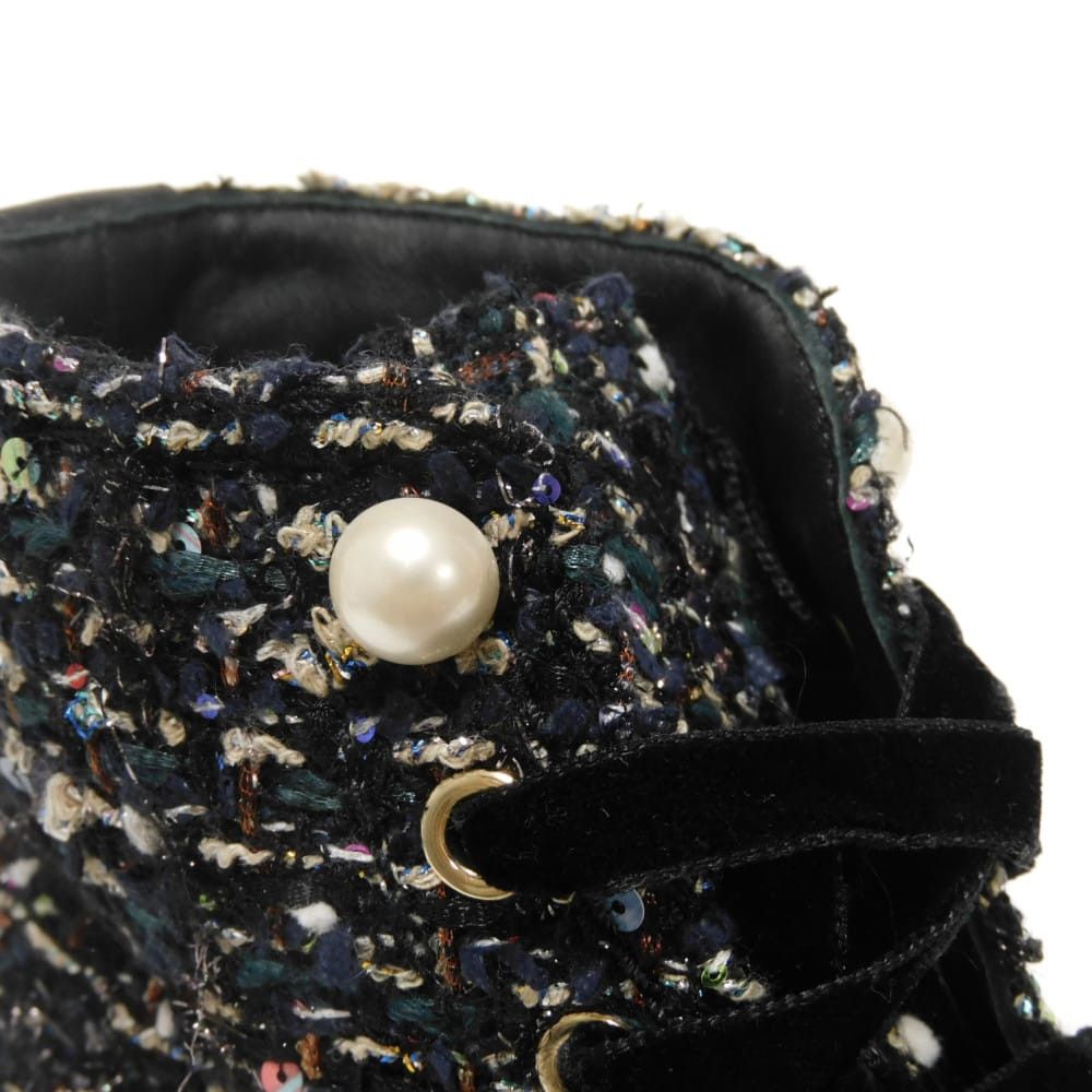 Chanel Chanel CHANEL Tweed Short Boots Leather Shoes G35154 DUTY FREE for USA Size ONE SIZE - 8 Thumbnail