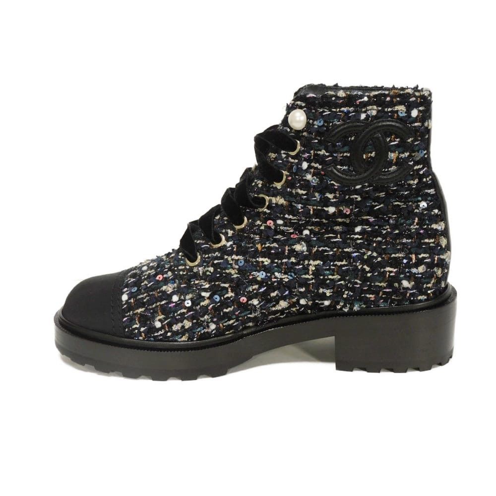 Chanel Chanel CHANEL Tweed Short Boots Leather Shoes G35154 DUTY FREE for USA Size ONE SIZE - 5 Thumbnail
