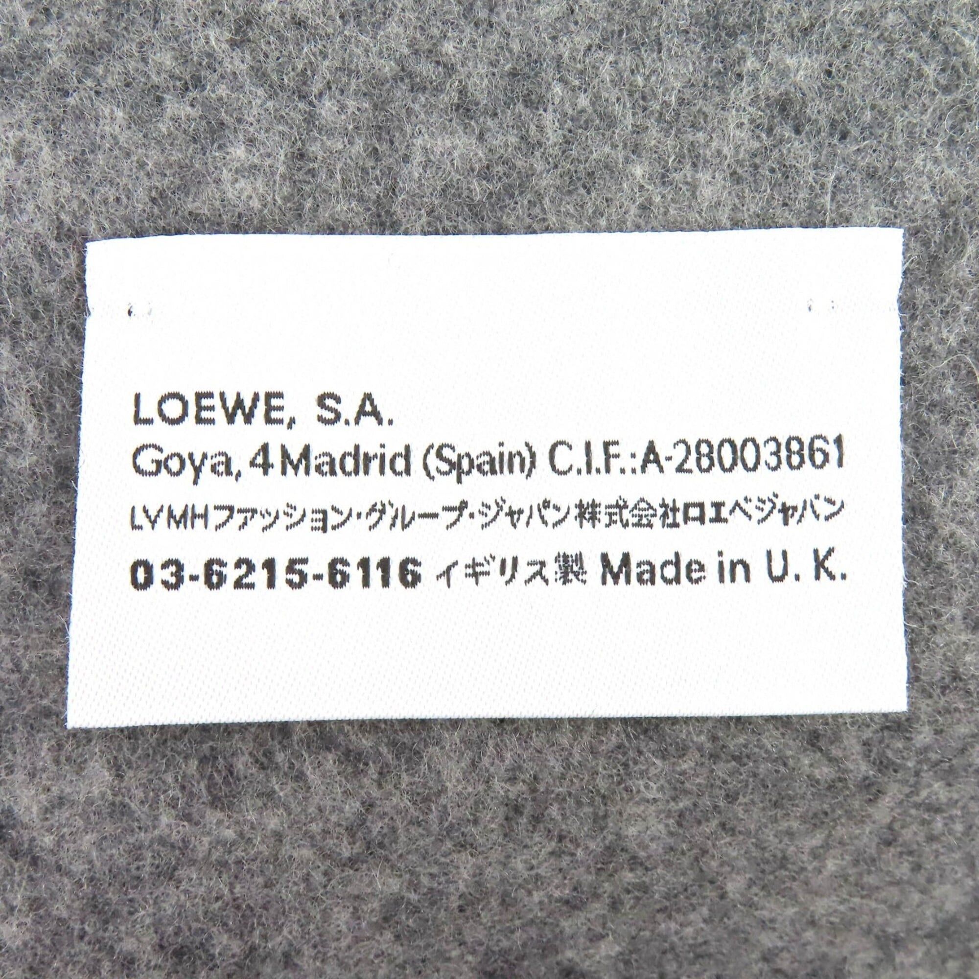 Loewe LOEWE wool and cashmere long scarf with anagram embroidery fringe, gray red, made in England, authentic, women's, highly recommended! Size ONE SIZE - 7 Thumbnail