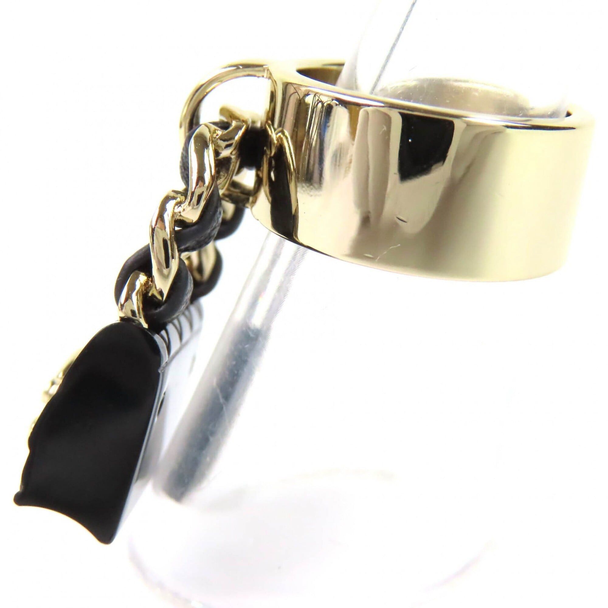 Chanel CHANEL ABA014 B23C Coco Mark Matelassé Bag Charm Ring, Gold and Black, Made in Italy, Women's. Size ONE SIZE - 2 Thumbnail