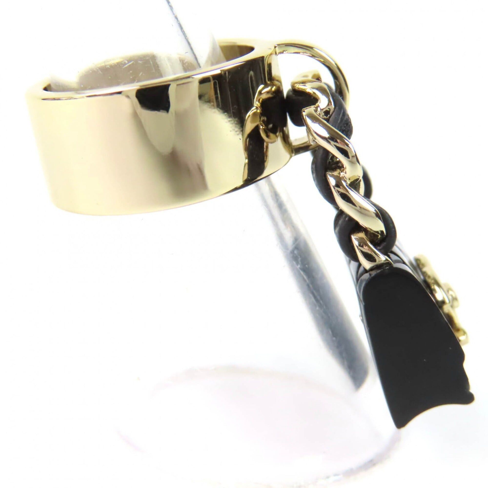 Chanel CHANEL ABA014 B23C Coco Mark Matelassé Bag Charm Ring, Gold and Black, Made in Italy, Women's. Size ONE SIZE - 3 Thumbnail
