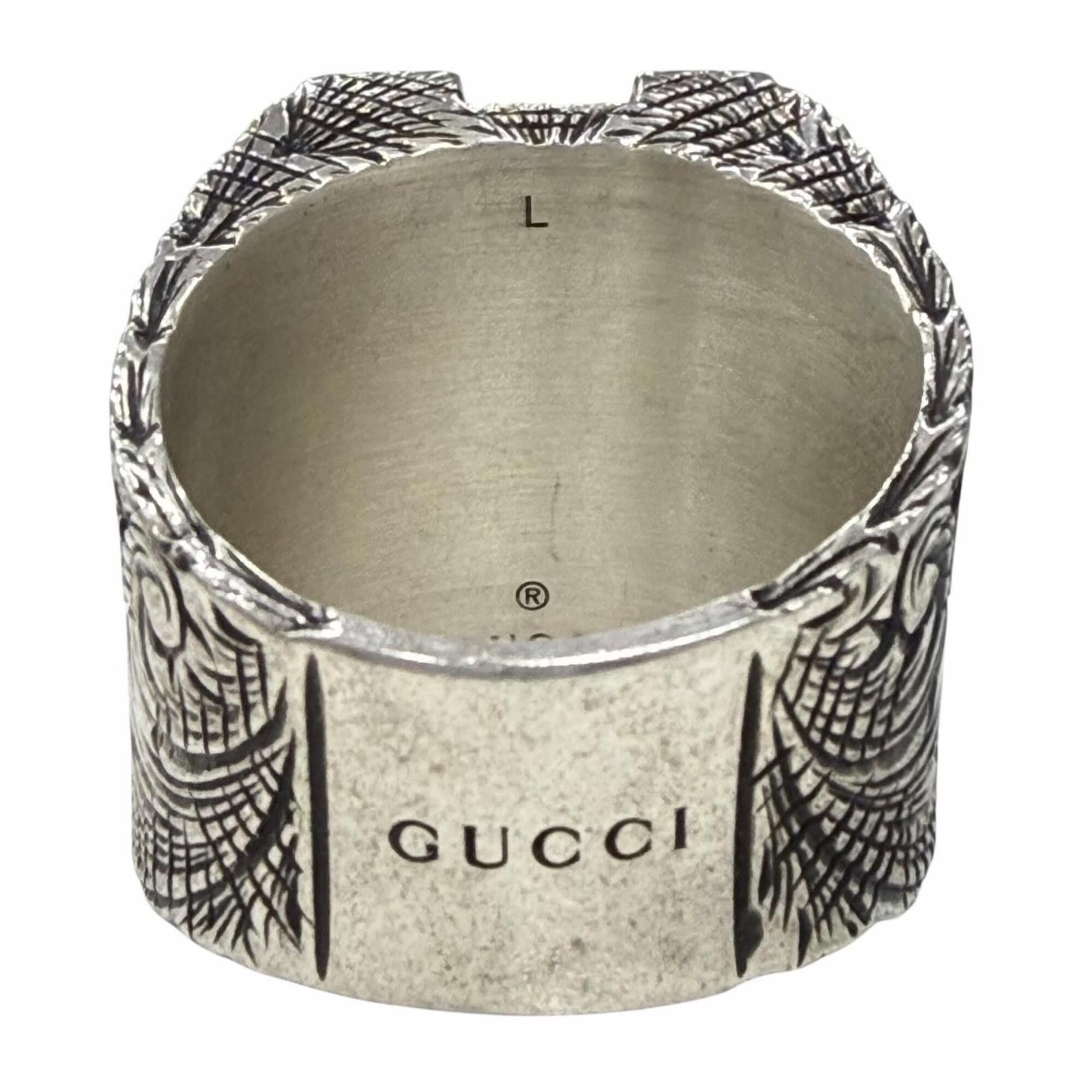 Gucci GUCCI Arabesque Alphabet V Letter Ring, AG925 Sterling Silver, Size L, Made in Italy, Weight 26.00g, Men's Accessory Size ONE SIZE - 3 Thumbnail
