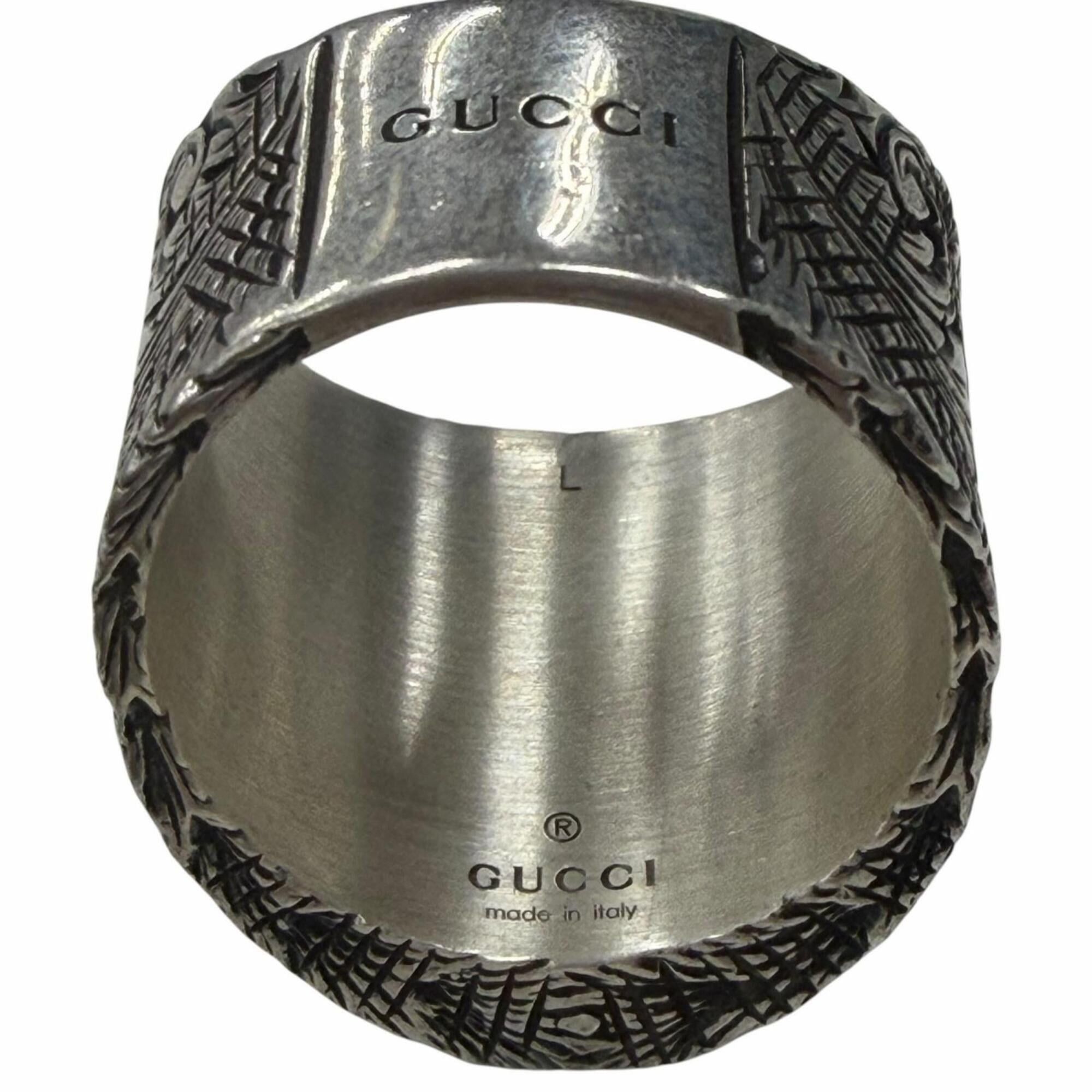 Gucci GUCCI Arabesque Alphabet V Letter Ring, AG925 Sterling Silver, Size L, Made in Italy, Weight 26.00g, Men's Accessory Size ONE SIZE - 5 Thumbnail