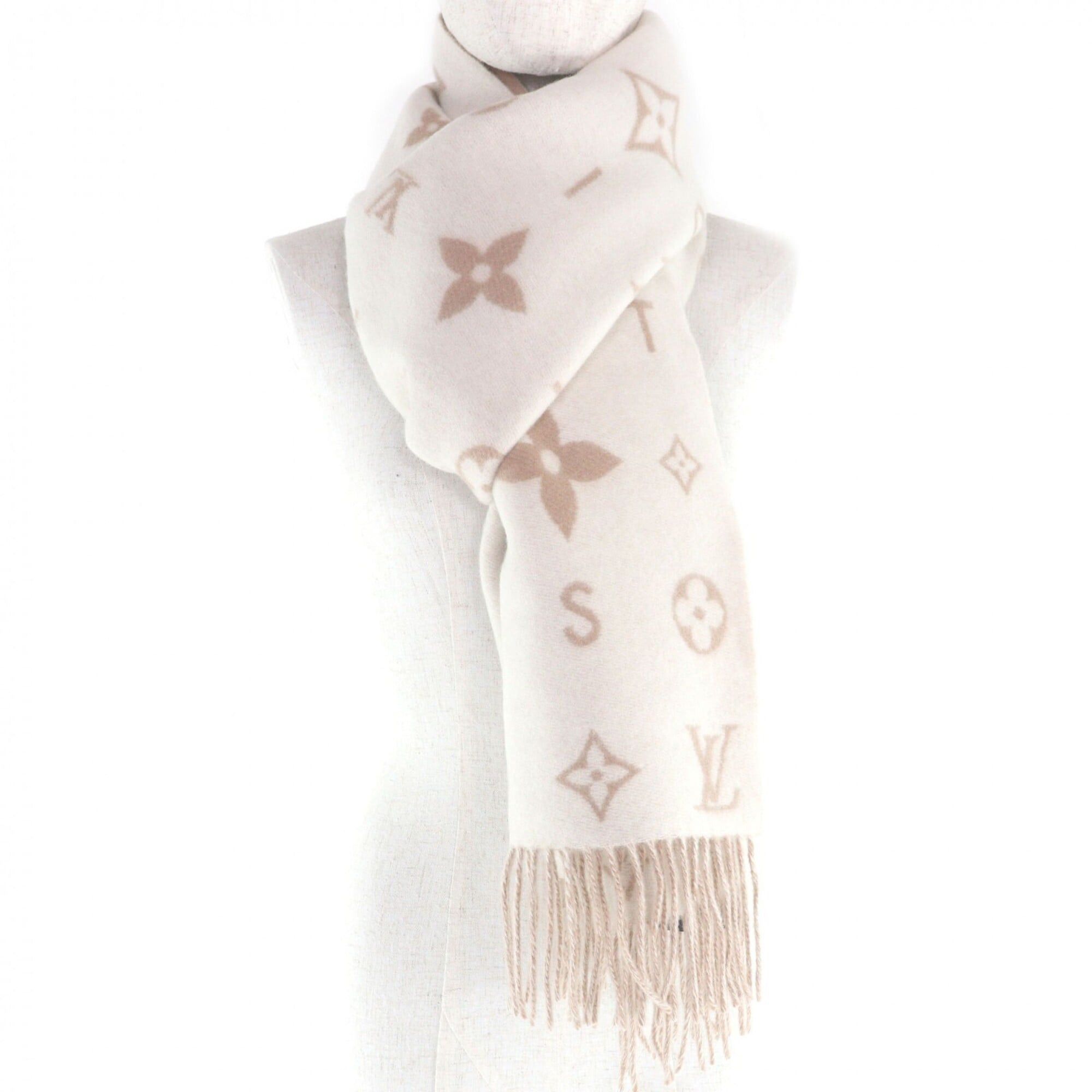 Louis Vuitton LOUIS VUITTON (Louis Vuitton) 2025 model M97660 Reykjavik Cloud Scarf, 100% Cashmere, Beige, Made in Italy, Authentic, Women's. Size ONE SIZE - 3 Thumbnail