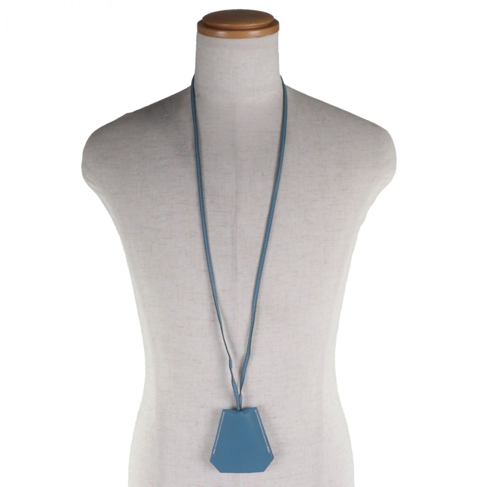 Hermes HERMES Large Clochette Leather Keyring Necklace (Margiela Era) Blue Jean □F Stamp Made in France Men's Women's Size ONE SIZE - 2 Thumbnail
