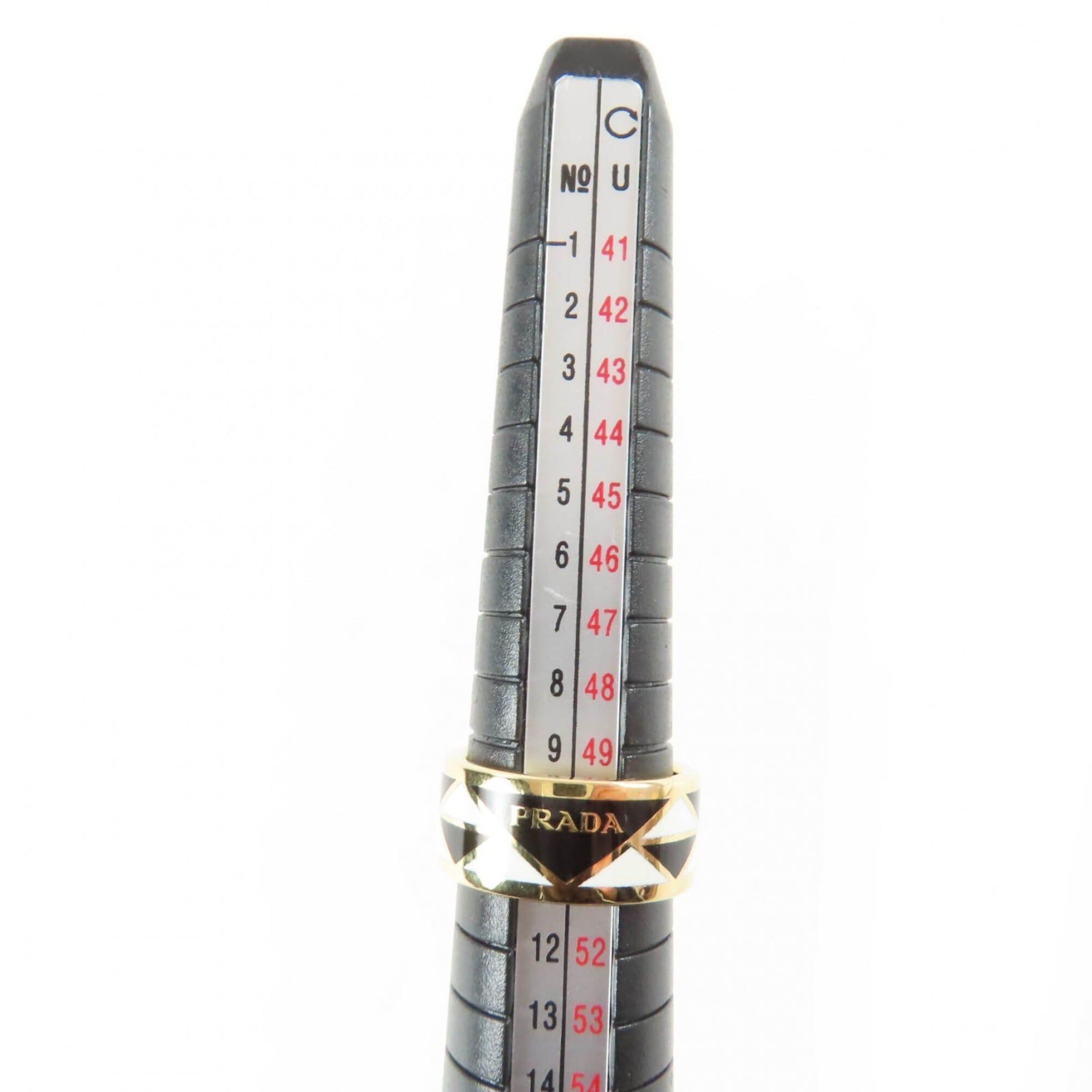 Prada PRADA 1A009 Triangle Logo Ring - Black, White, Gold Comes with Box and Dust Bag Made in Italy Women's Size ONE SIZE - 6 Thumbnail