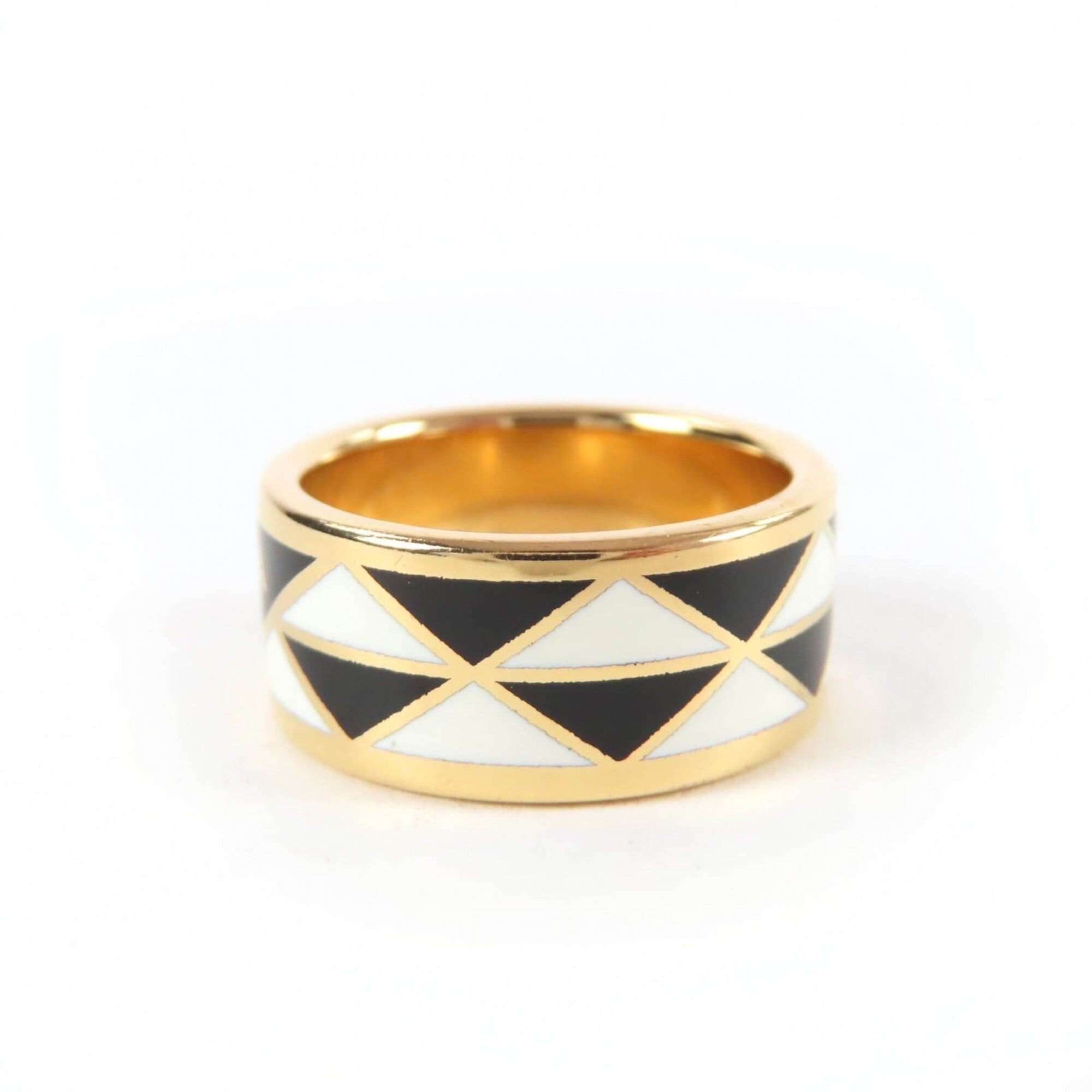 Prada PRADA 1A009 Triangle Logo Ring - Black, White, Gold Comes with Box and Dust Bag Made in Italy Women's Size ONE SIZE - 4 Thumbnail