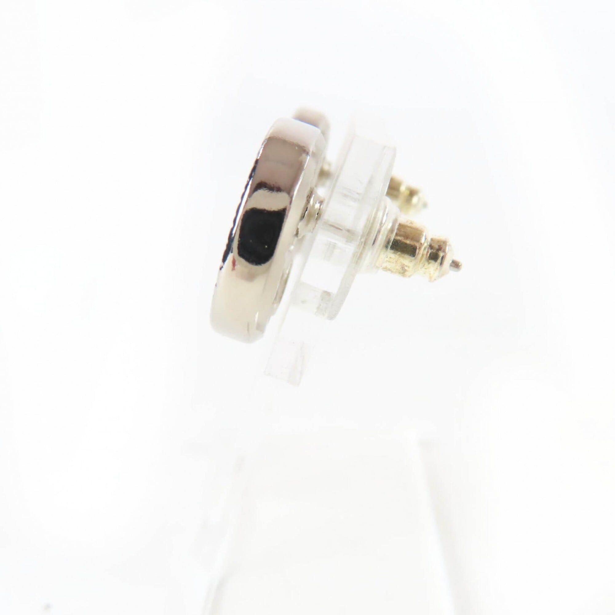 Chanel CHANEL AB9068 A22A Metal Coco Mark Rhinestone Circle Earrings, Silver, with Box, Made in France, Women's Size ONE SIZE - 3 Thumbnail