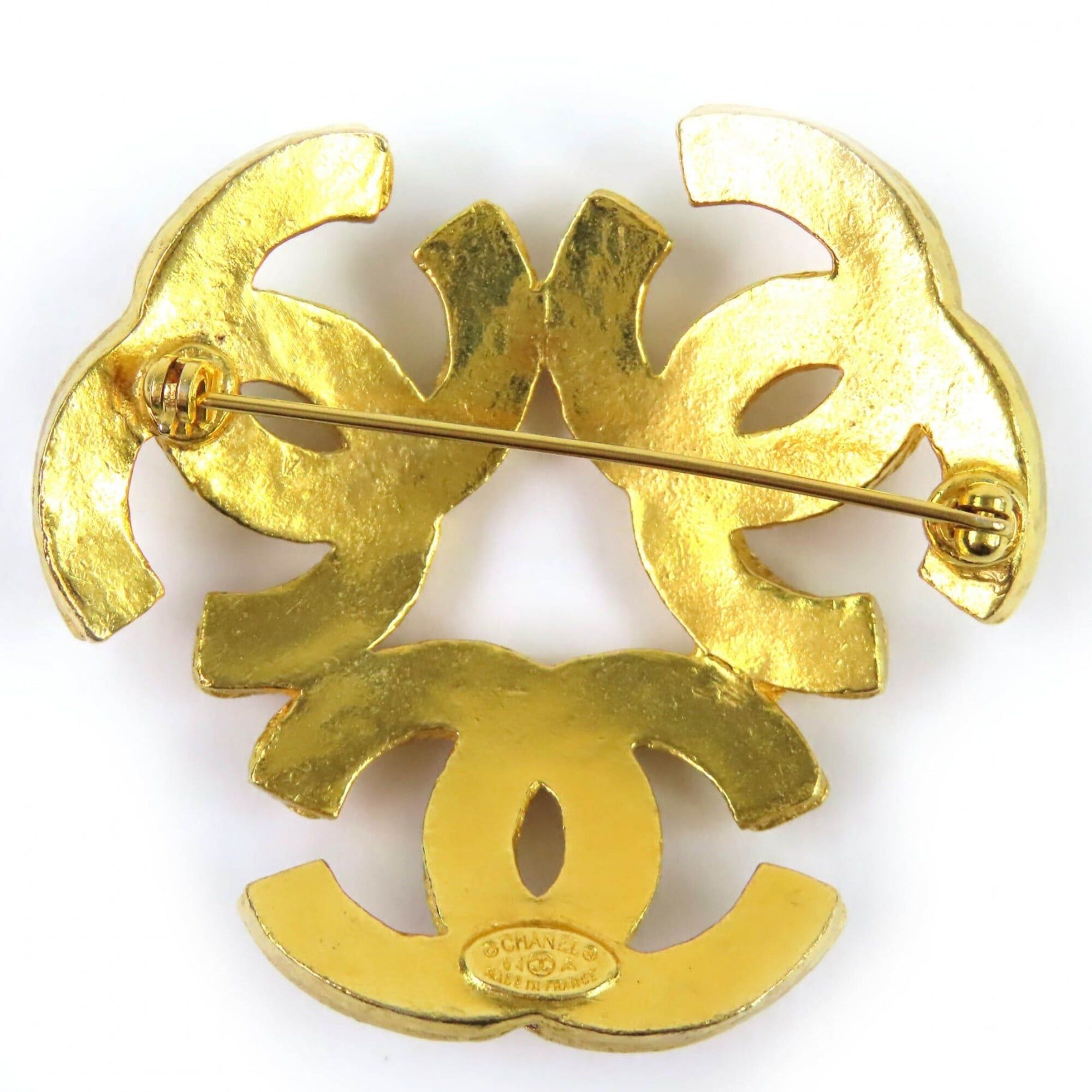 Chanel CHANEL Vintage 1994 (94A) Triple Coco Mark Brooch, Large Size, Gold, with Box, Made in France, Women's, Highly Recommended ◎ Size ONE SIZE - 3 Thumbnail