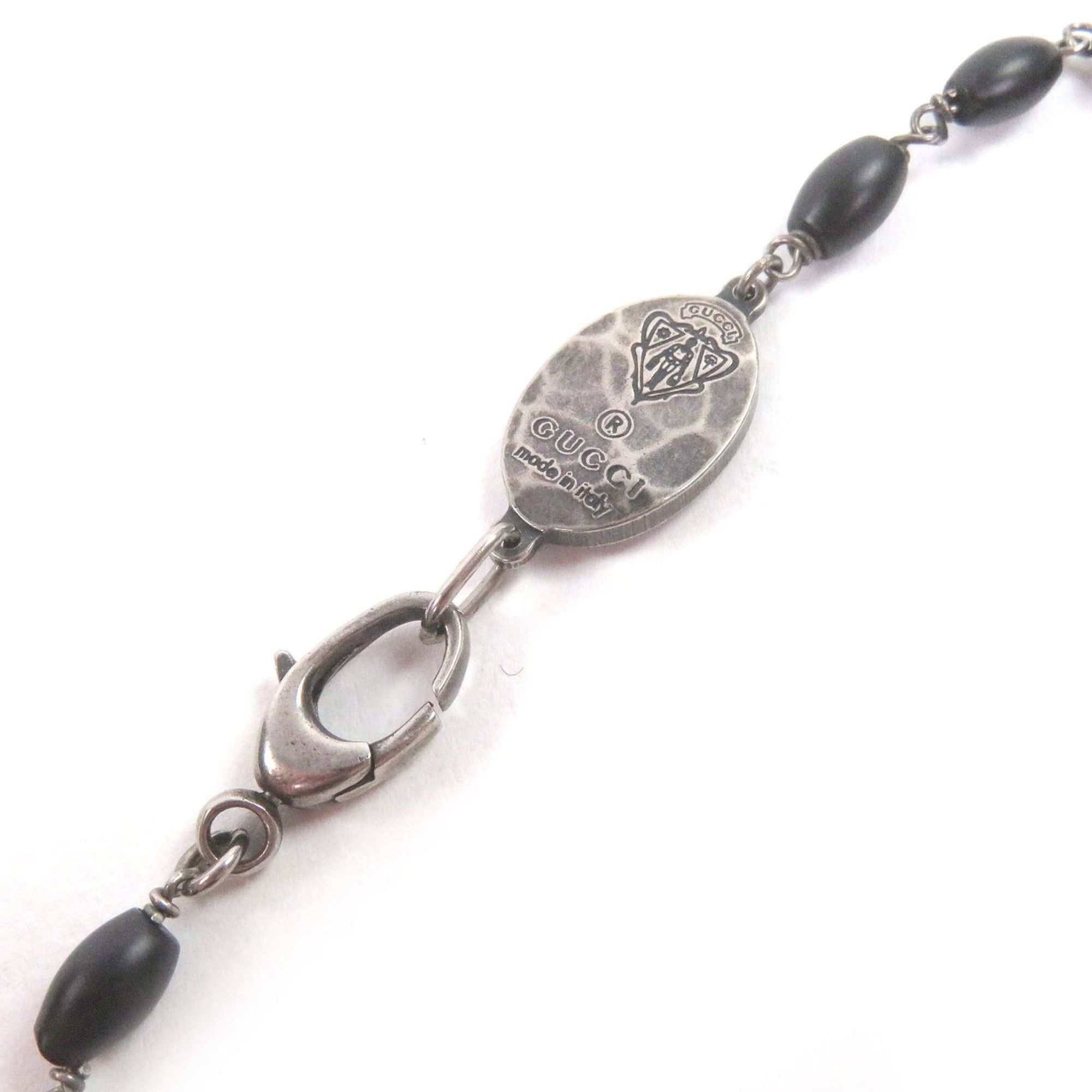 Gucci GUCCI AG925 Crest Plate Long Necklace, Silver & Black, Made in Italy, Total Weight 35g, Recommended for Men Size ONE SIZE - 4 Thumbnail