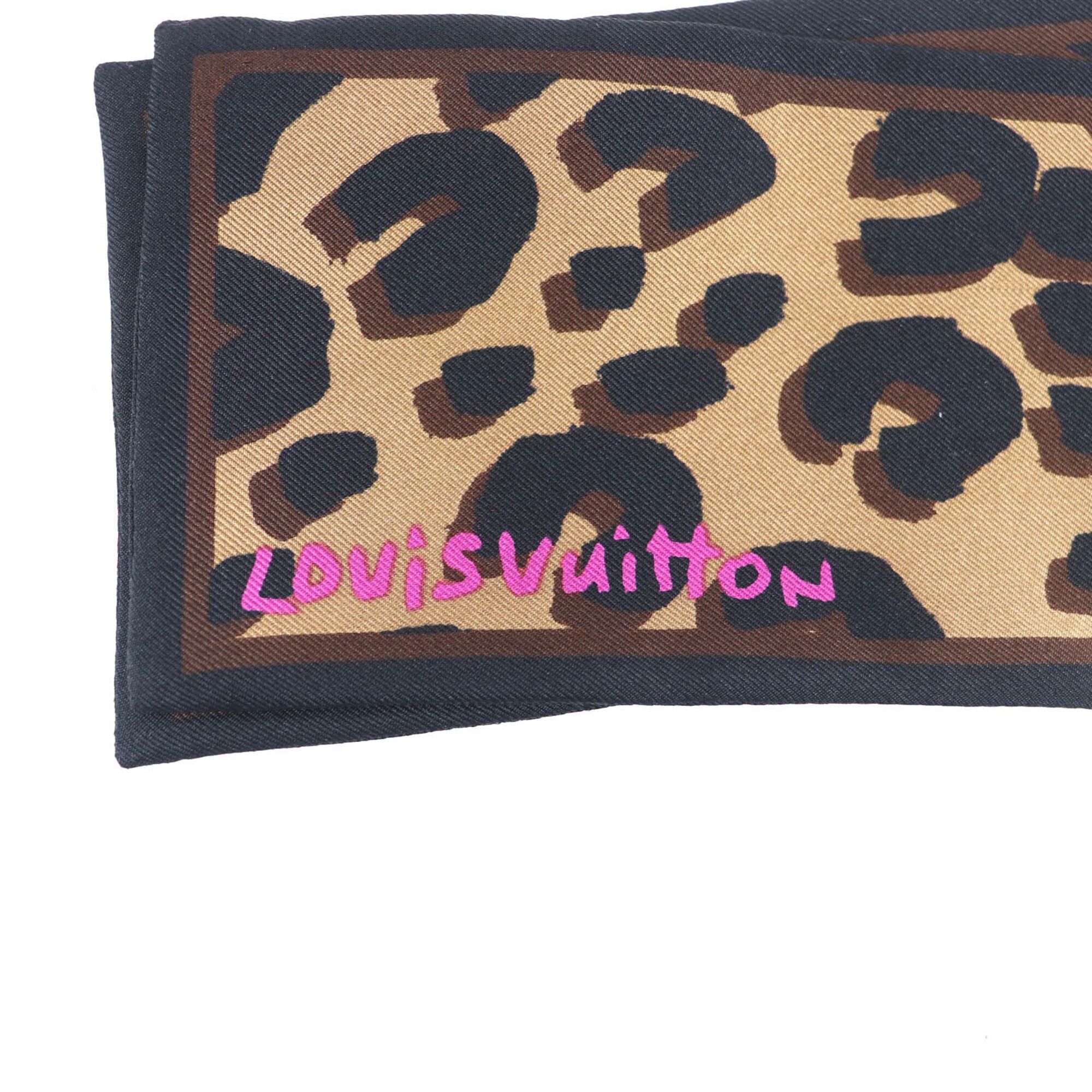 Louis Vuitton LOUIS VUITTON 403474 100% Silk Band Fleur Leopard Fox Fur Tippet Scarf Brown Made in Italy Women's Size ONE SIZE - 7 Thumbnail