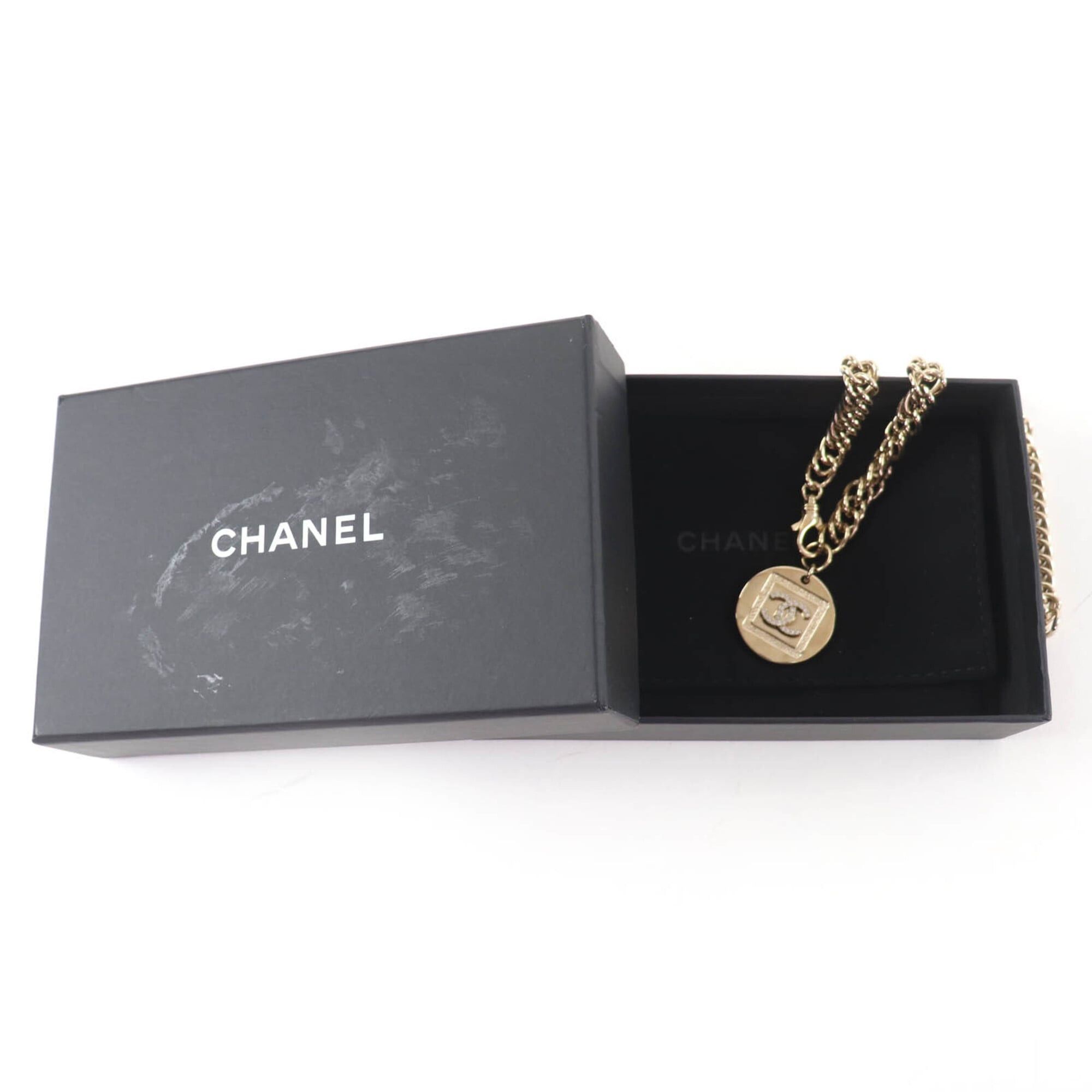 Chanel CHANEL B23P Metal Coco Mark Rhinestone Coin Necklace Choker - Gold Comes with Box and Dust Bag Made in Italy Women's Size ONE SIZE - 2 Thumbnail