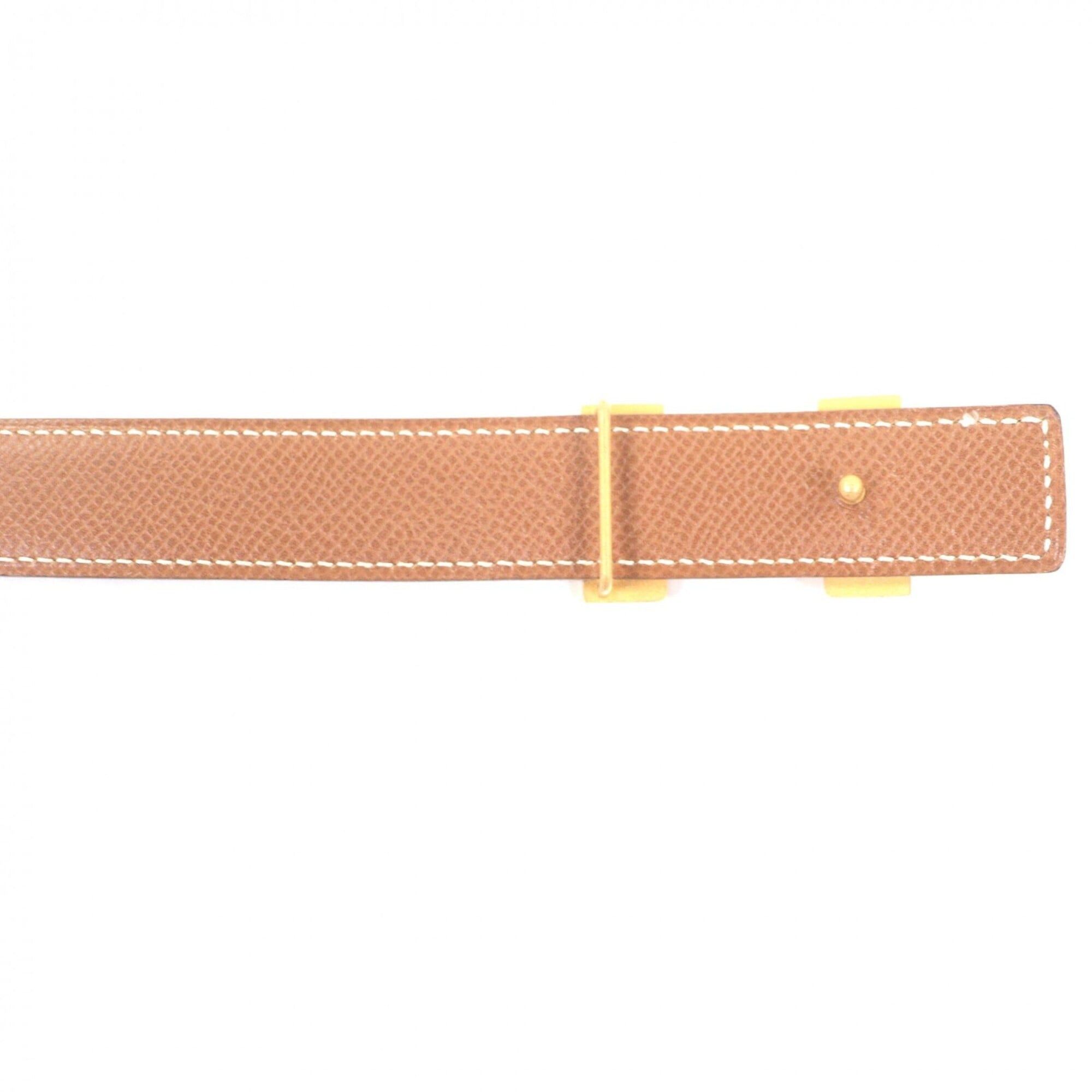 Hermes HERMES Vintage Margiela Era H Logo Gold Buckle Leather Belt Dark Brown Size 70 Made in France □A Stamp Women's Size ONE SIZE - 6 Thumbnail