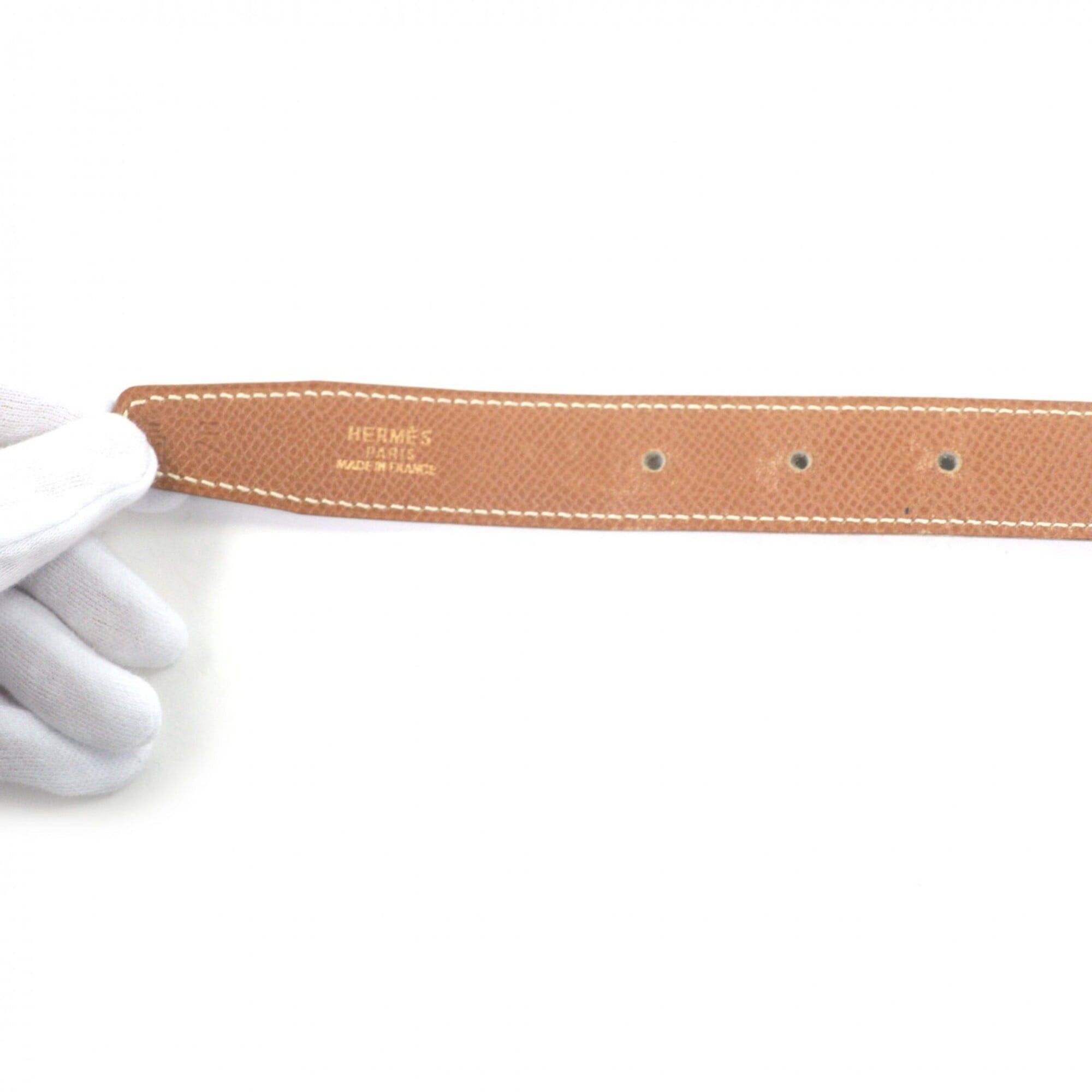 Hermes HERMES Vintage Margiela Era H Logo Gold Buckle Leather Belt Dark Brown Size 70 Made in France □A Stamp Women's Size ONE SIZE - 7 Thumbnail