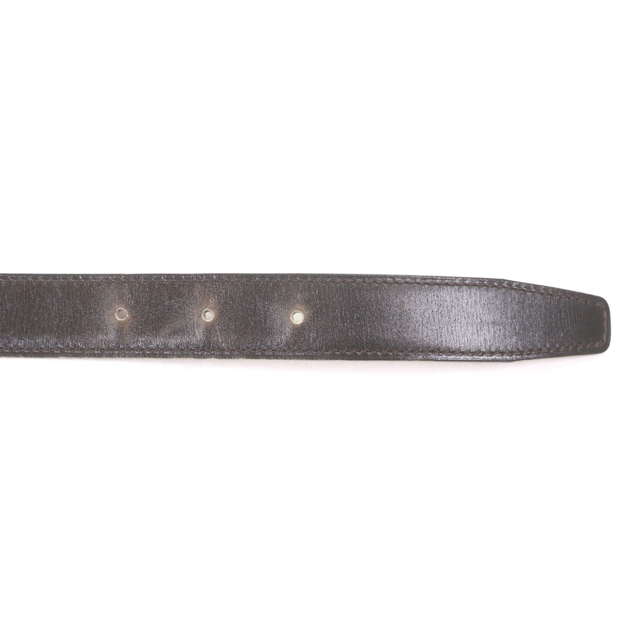 Hermes HERMES Vintage Margiela Era H Logo Gold Buckle Leather Belt Dark Brown Size 70 Made in France □A Stamp Women's Size ONE SIZE - 4 Thumbnail