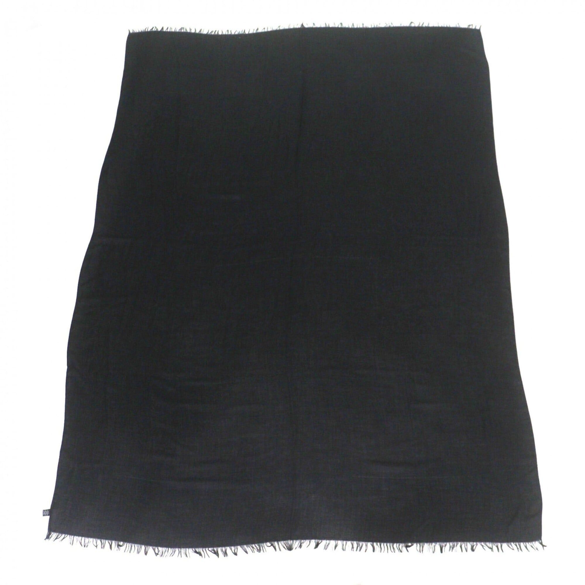 Hermes HERMES Cashmere Wool H Logo Fringed Large Scarf/Stole Black Made in Italy Men's/Women's Size ONE SIZE - 3 Thumbnail
