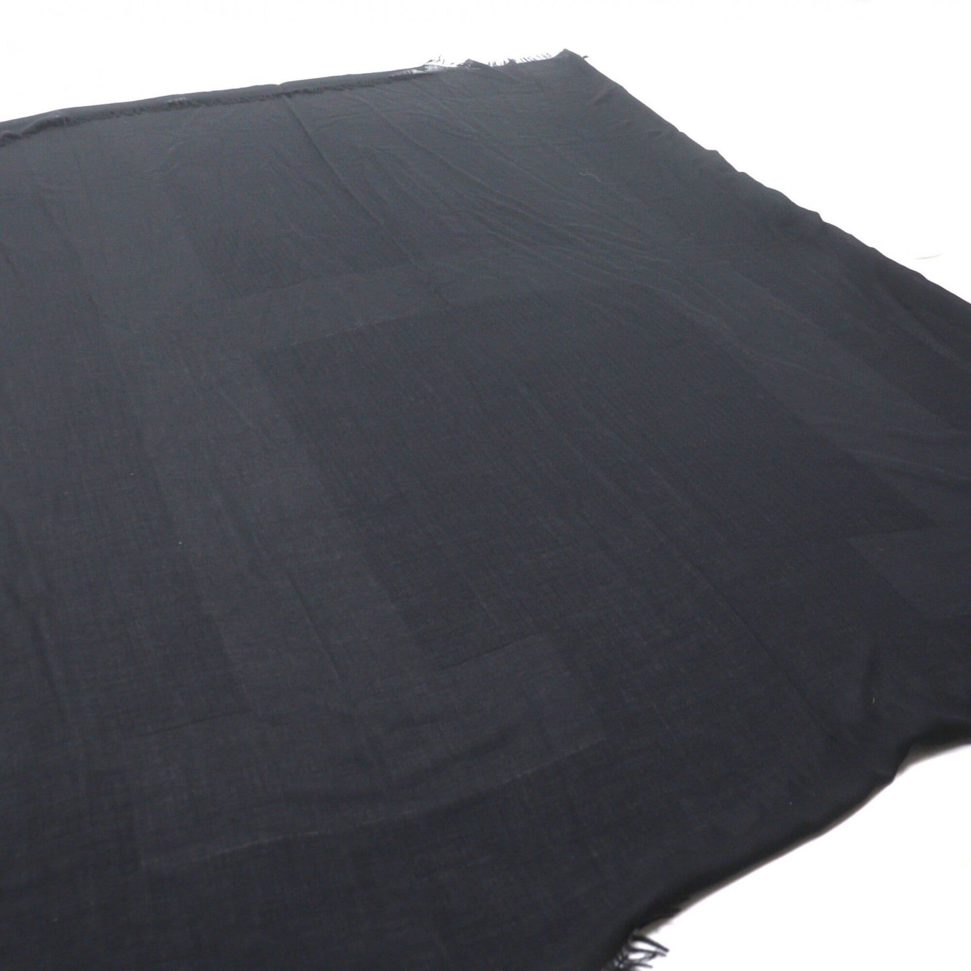 Hermes HERMES Cashmere Wool H Logo Fringed Large Scarf/Stole Black Made in Italy Men's/Women's Size ONE SIZE - 4 Thumbnail