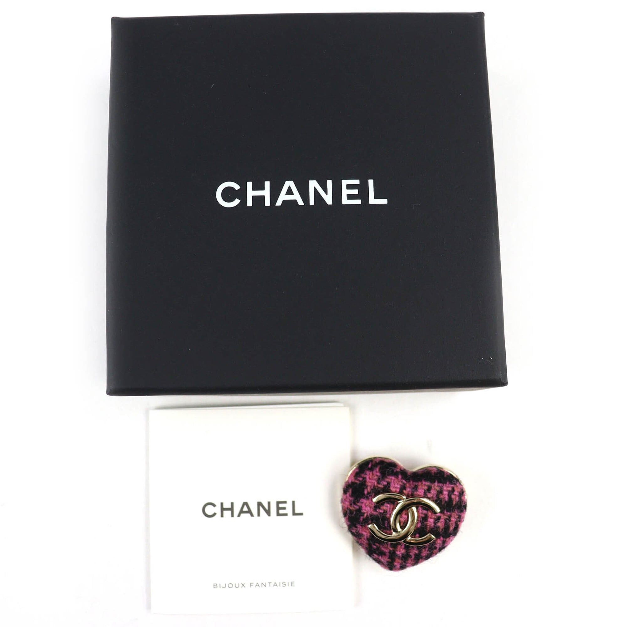 Chanel CHANEL B22K AB9496 Coco Mark Heart-Shaped Tweed Brooch, Pink, Black, Gold Hardware, with Box, Made in Italy, Women's, Very Popular, Highly Recommended ◎ Size ONE SIZE - 2 Thumbnail