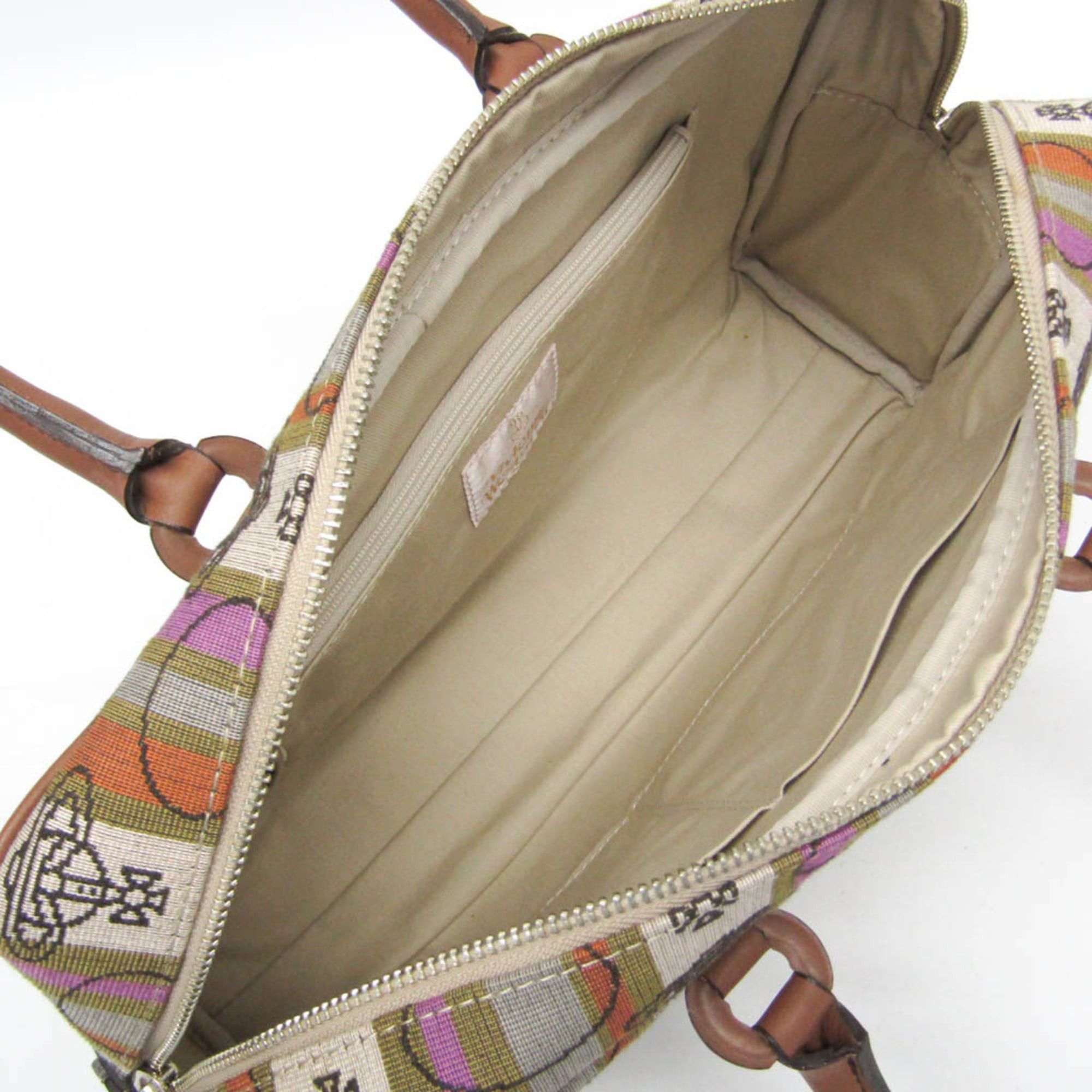 Vivienne Westwood Vivienne Westwood Orb Stripe Small Boston Bag Women's Nylon,Leather Boston Bag,Handbag Brown,Green Size ONE SIZE - 3 Thumbnail
