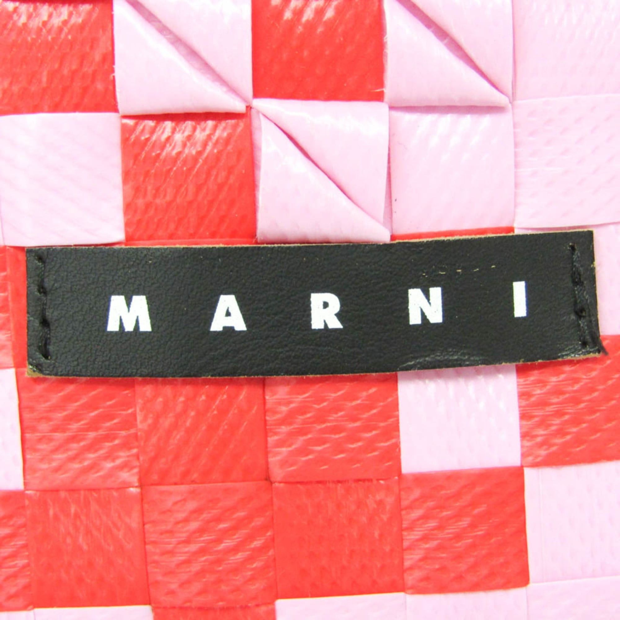 Marni Marni Kids Line Diamond Basket Bag Girls,Women Polypropylene,Leather Handbag Pink,Red Color Size ONE SIZE - 13 Thumbnail