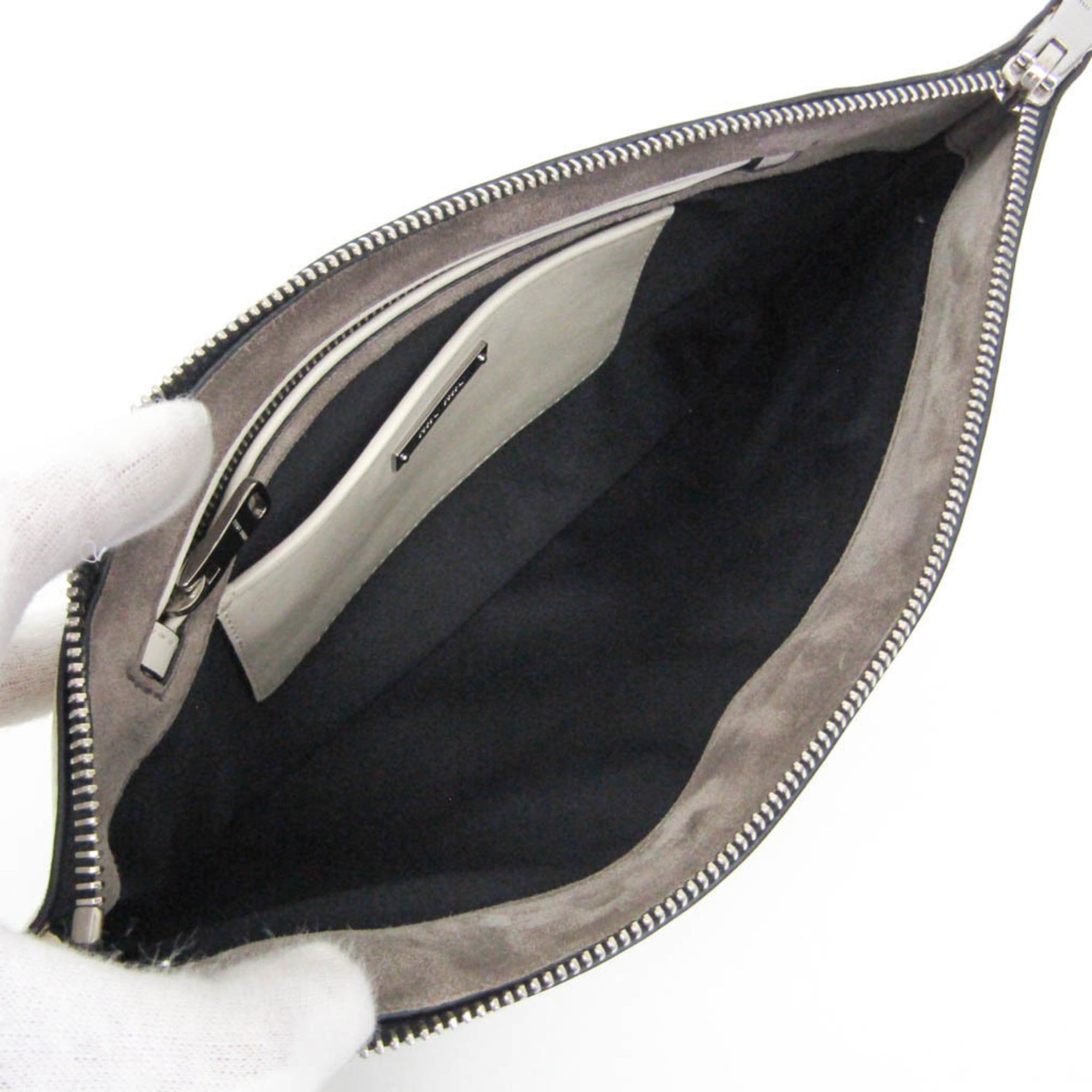 Miu Miu Miu Miu Women's Leather Clutch Bag,Pouch Gray,Light Beige Size ONE SIZE - 3 Thumbnail