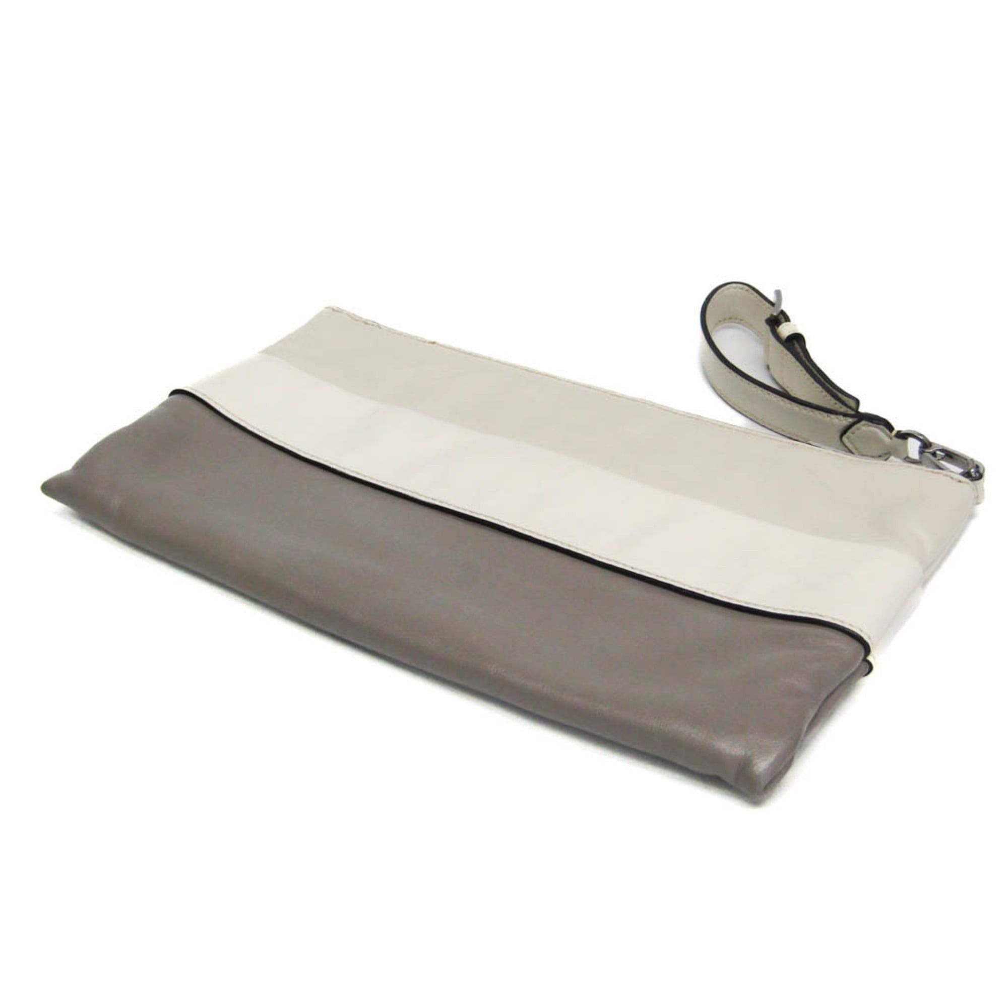 Miu Miu Miu Miu Women's Leather Clutch Bag,Pouch Gray,Light Beige Size ONE SIZE - 2 Thumbnail