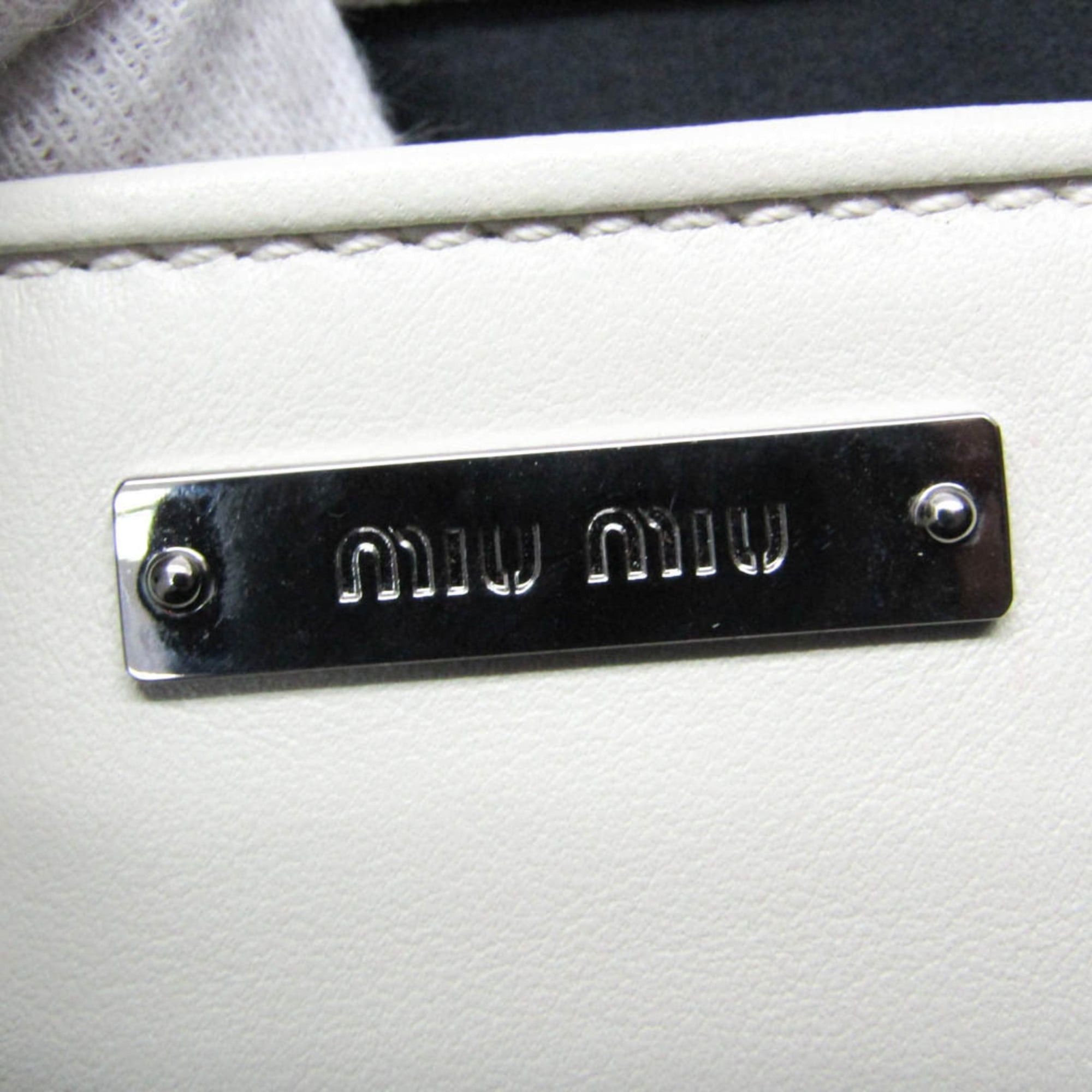 Miu Miu Miu Miu Women's Leather Clutch Bag,Pouch Gray,Light Beige Size ONE SIZE - 13 Thumbnail