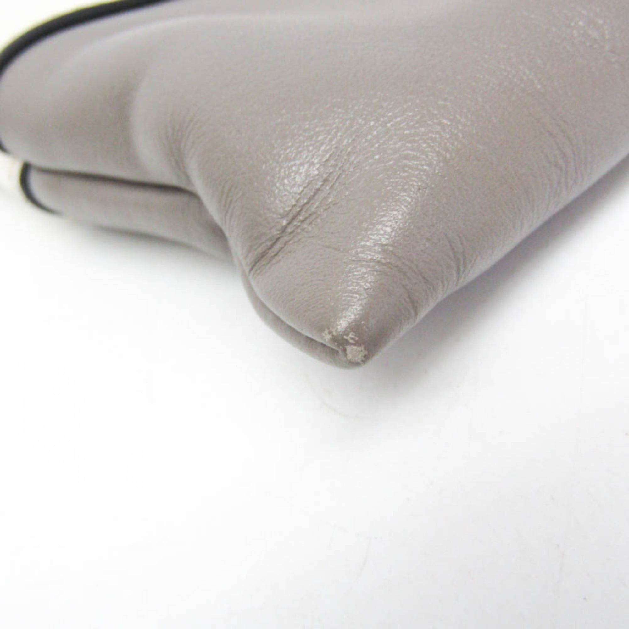 Miu Miu Miu Miu Women's Leather Clutch Bag,Pouch Gray,Light Beige Size ONE SIZE - 4 Thumbnail