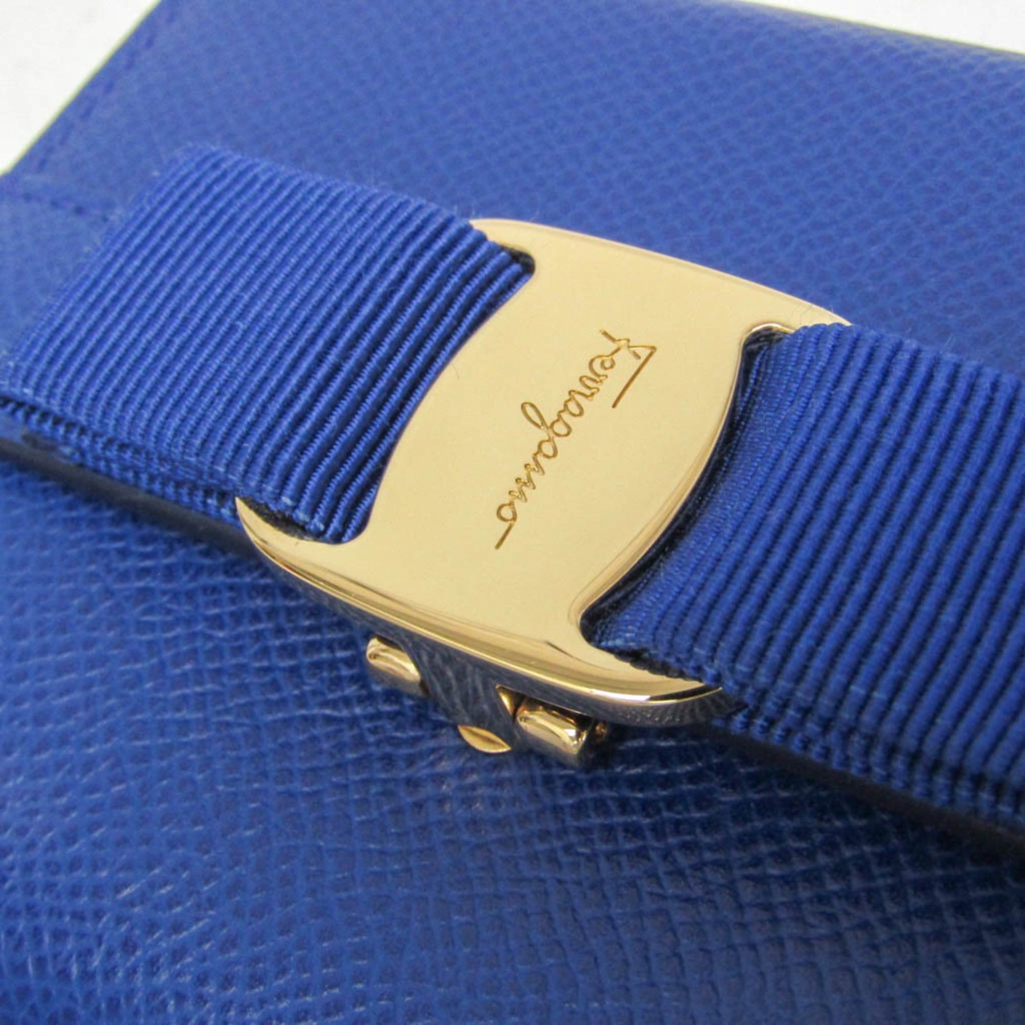 Salvatore Ferragamo Salvatore Ferragamo Vara JP-22 A926 Women's Leather Wallet (bi-fold) Blue Size ONE SIZE - 9 Thumbnail