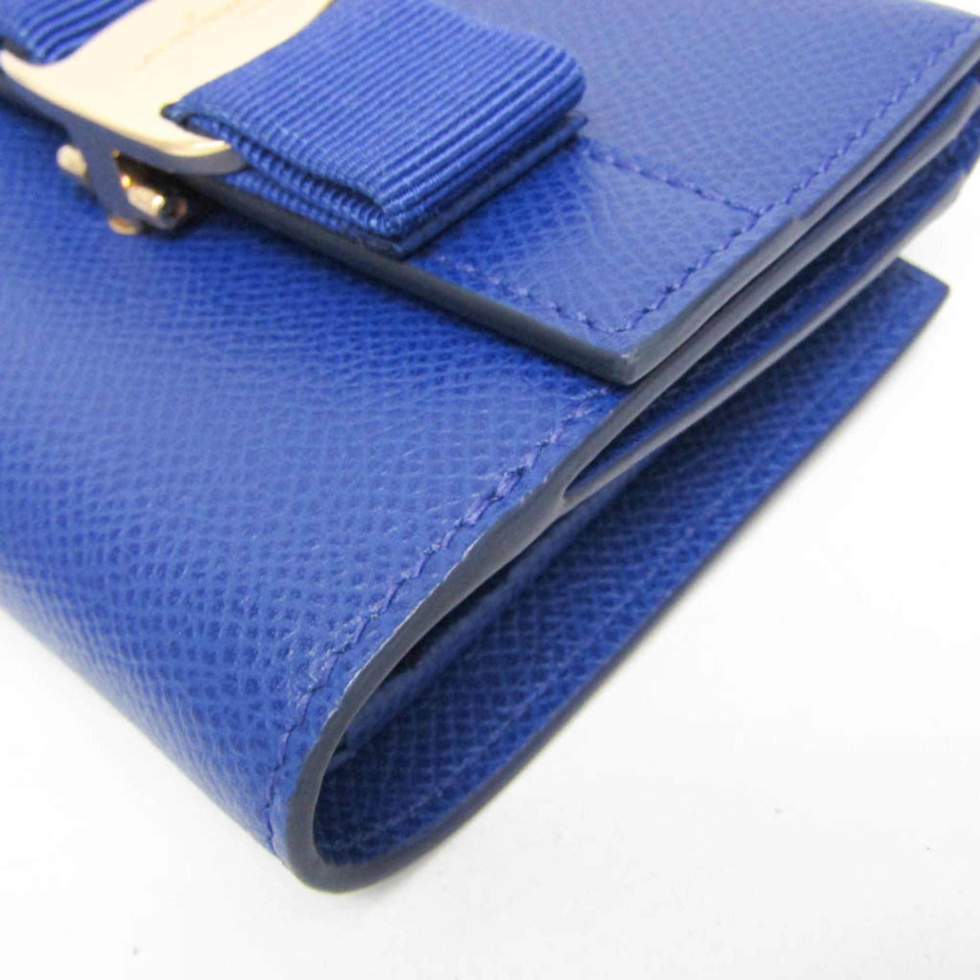 Salvatore Ferragamo Salvatore Ferragamo Vara JP-22 A926 Women's Leather Wallet (bi-fold) Blue Size ONE SIZE - 7 Thumbnail