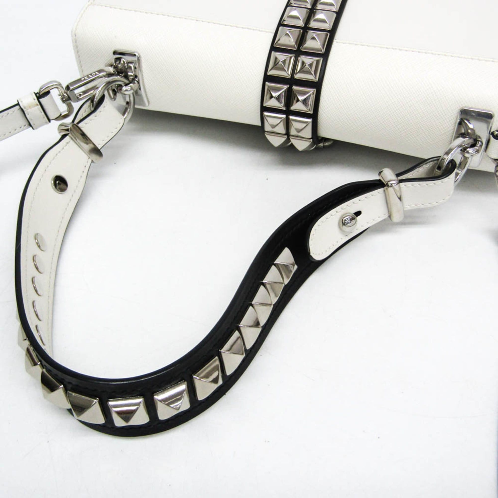 Prada Prada Electra Studs 1BD120 Women's Leather Handbag,Shoulder Bag White Size ONE SIZE - 14 Thumbnail