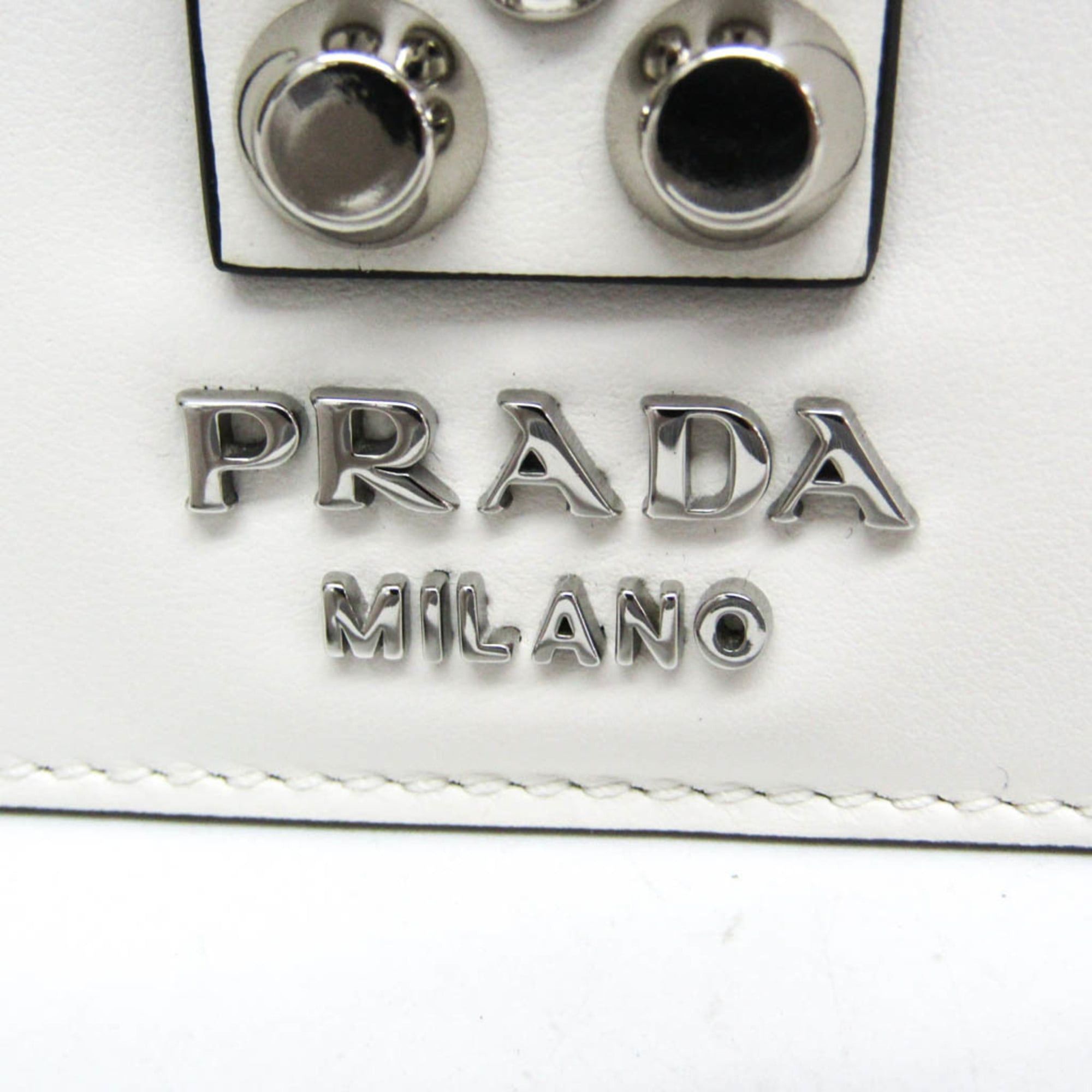 Prada Prada Electra Studs 1BD120 Women's Leather Handbag,Shoulder Bag White Size ONE SIZE - 12 Thumbnail