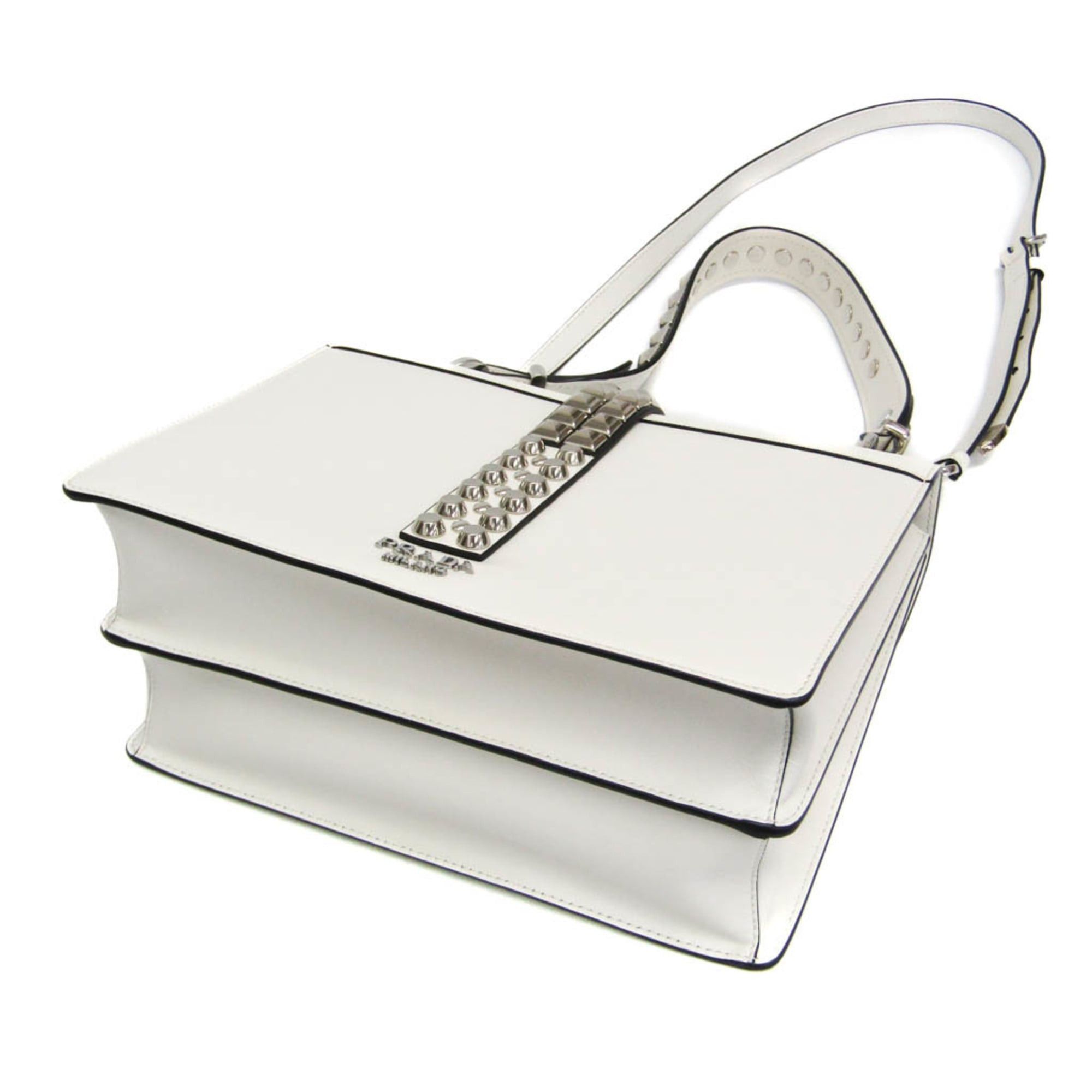 Prada Prada Electra Studs 1BD120 Women's Leather Handbag,Shoulder Bag White Size ONE SIZE - 3 Thumbnail