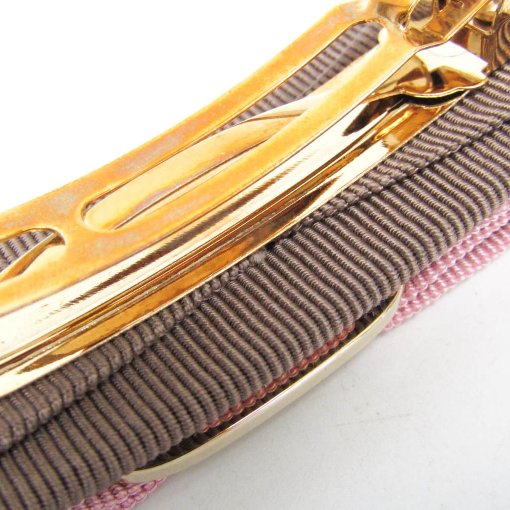 Salvatore Ferragamo Salvatore Ferragamo Vara 34 6224 No Stone Cotton,Metal Women's Barrette Beige,Pink Size ONE SIZE - 6 Thumbnail
