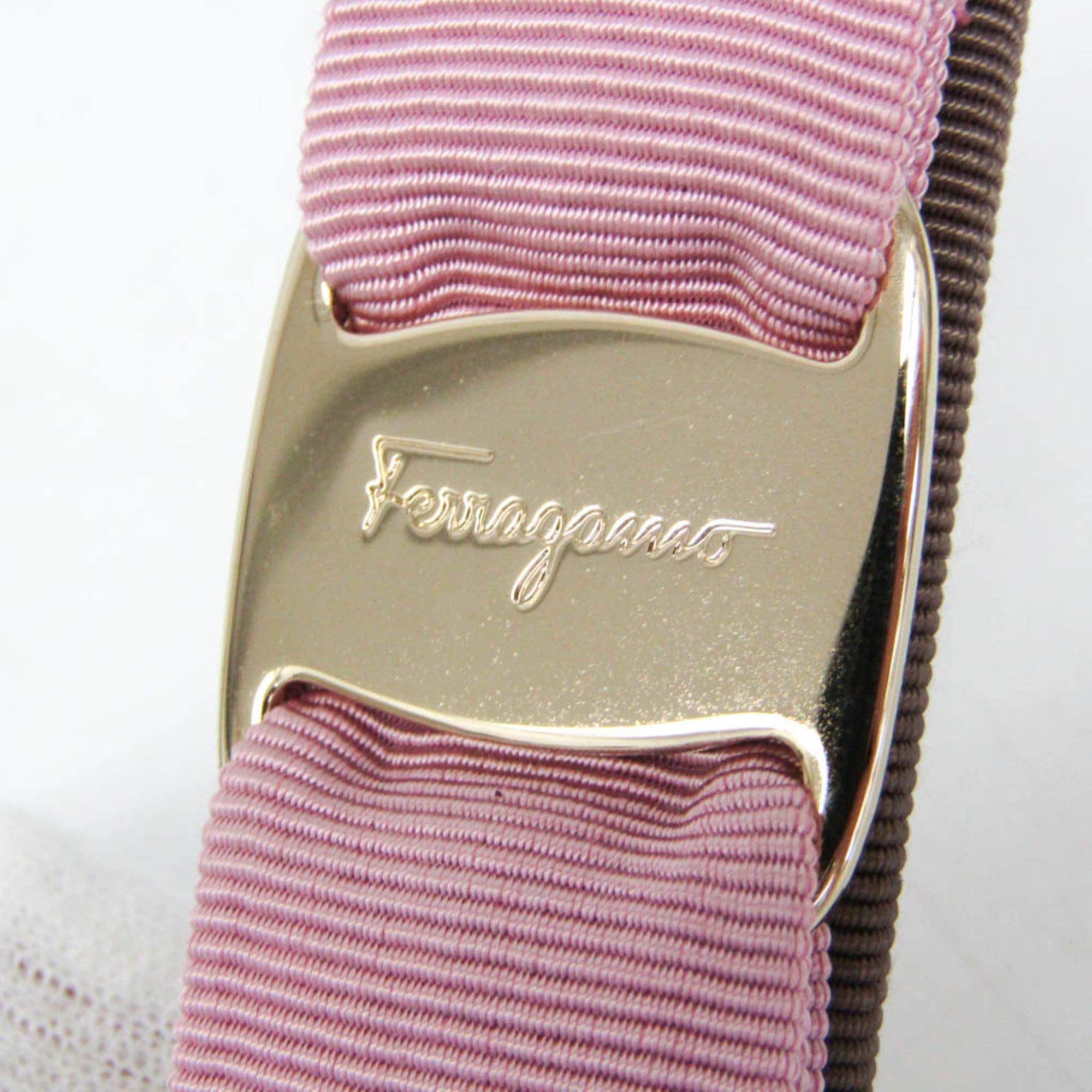 Salvatore Ferragamo Salvatore Ferragamo Vara 34 6224 No Stone Cotton,Metal Women's Barrette Beige,Pink Size ONE SIZE - 9 Thumbnail