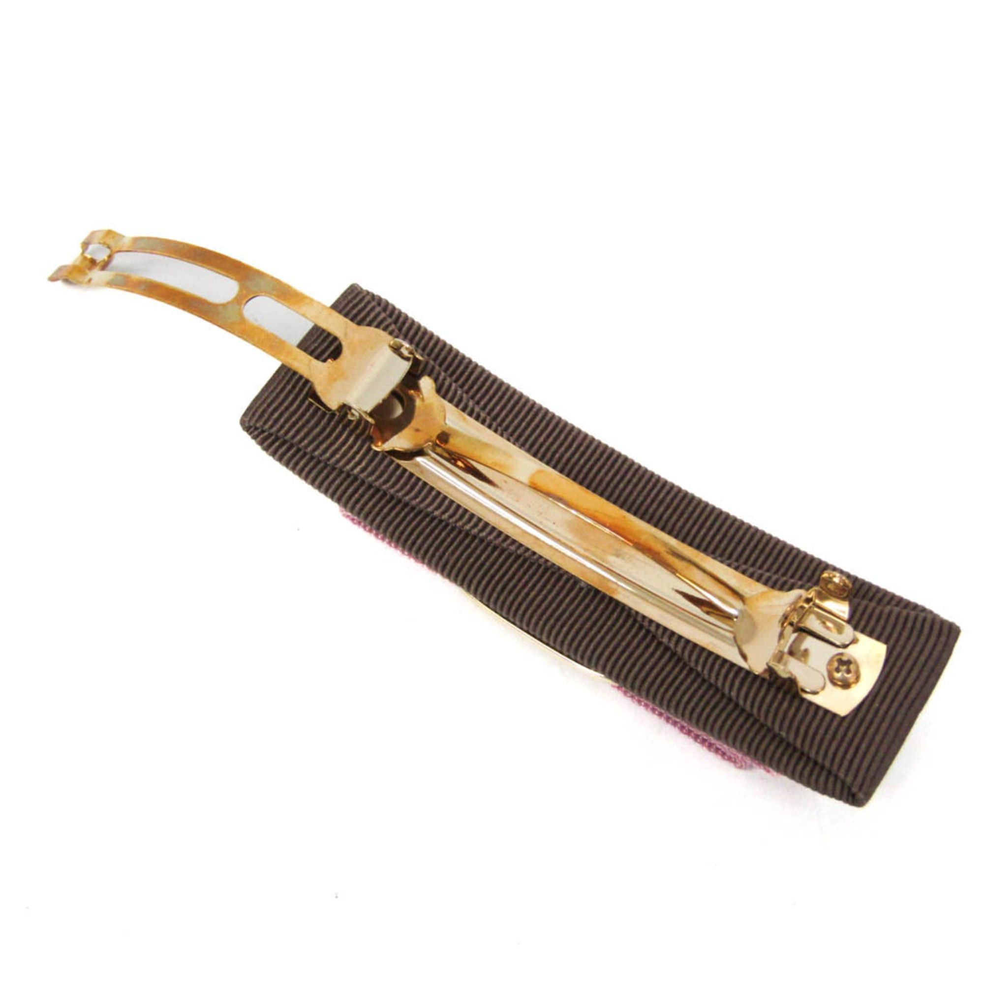 Salvatore Ferragamo Salvatore Ferragamo Vara 34 6224 No Stone Cotton,Metal Women's Barrette Beige,Pink Size ONE SIZE - 4 Thumbnail