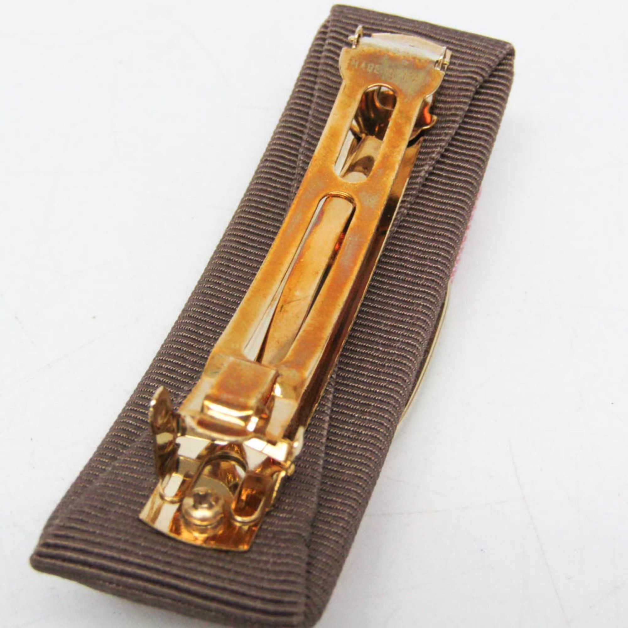 Salvatore Ferragamo Salvatore Ferragamo Vara 34 6224 No Stone Cotton,Metal Women's Barrette Beige,Pink Size ONE SIZE - 8 Thumbnail