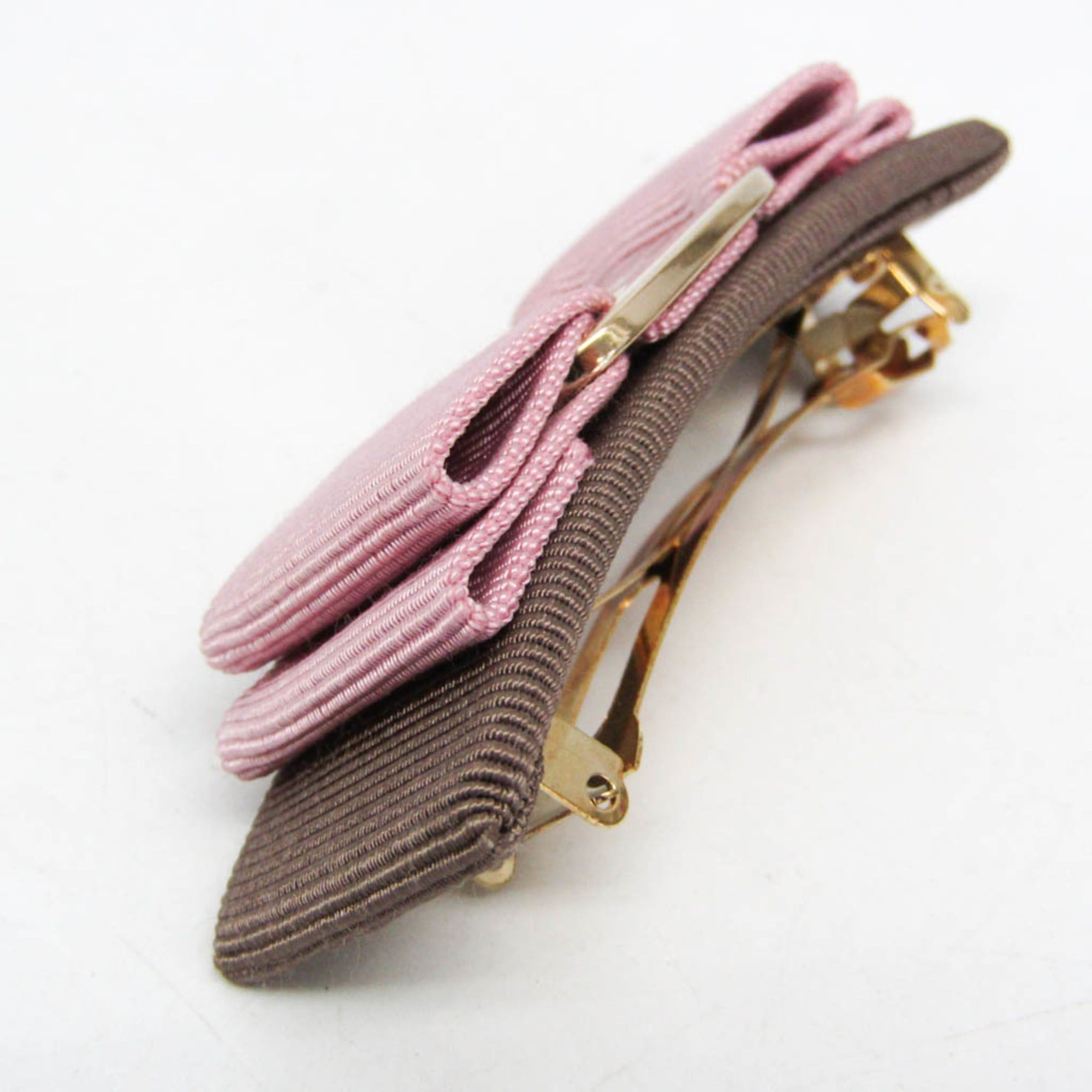 Salvatore Ferragamo Salvatore Ferragamo Vara 34 6224 No Stone Cotton,Metal Women's Barrette Beige,Pink Size ONE SIZE - 5 Thumbnail