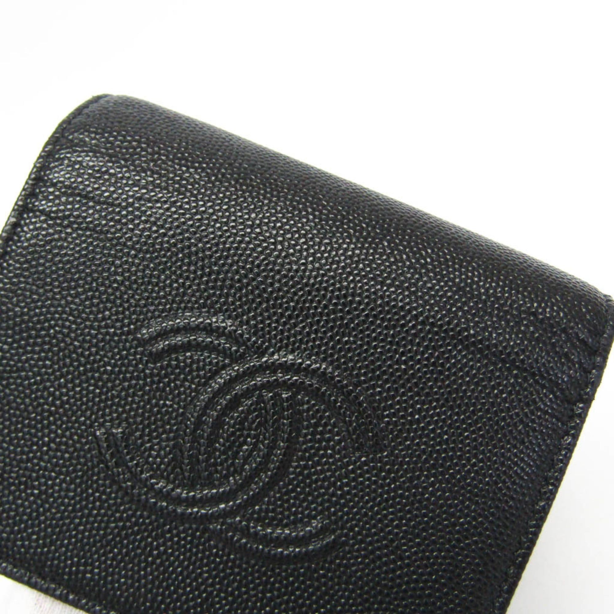 Chanel Chanel Coco Mark Women's Grained Calfskin Wallet (tri-fold) Black Size ONE SIZE - 7 Thumbnail
