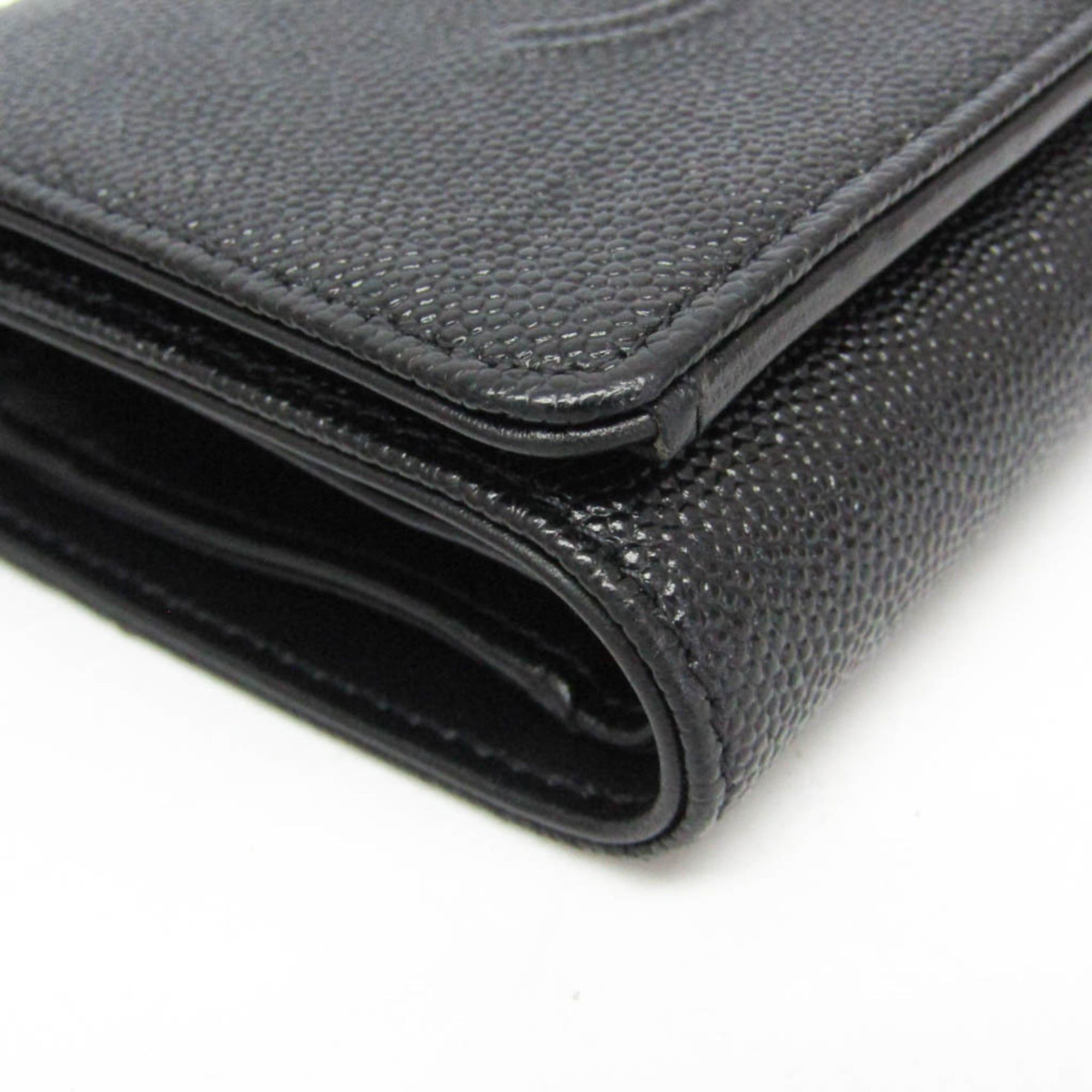 Chanel Chanel Coco Mark Women's Grained Calfskin Wallet (tri-fold) Black Size ONE SIZE - 5 Thumbnail