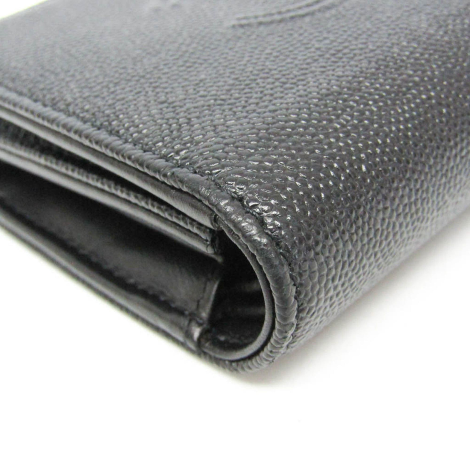 Chanel Chanel Coco Mark Women's Grained Calfskin Wallet (tri-fold) Black Size ONE SIZE - 6 Thumbnail