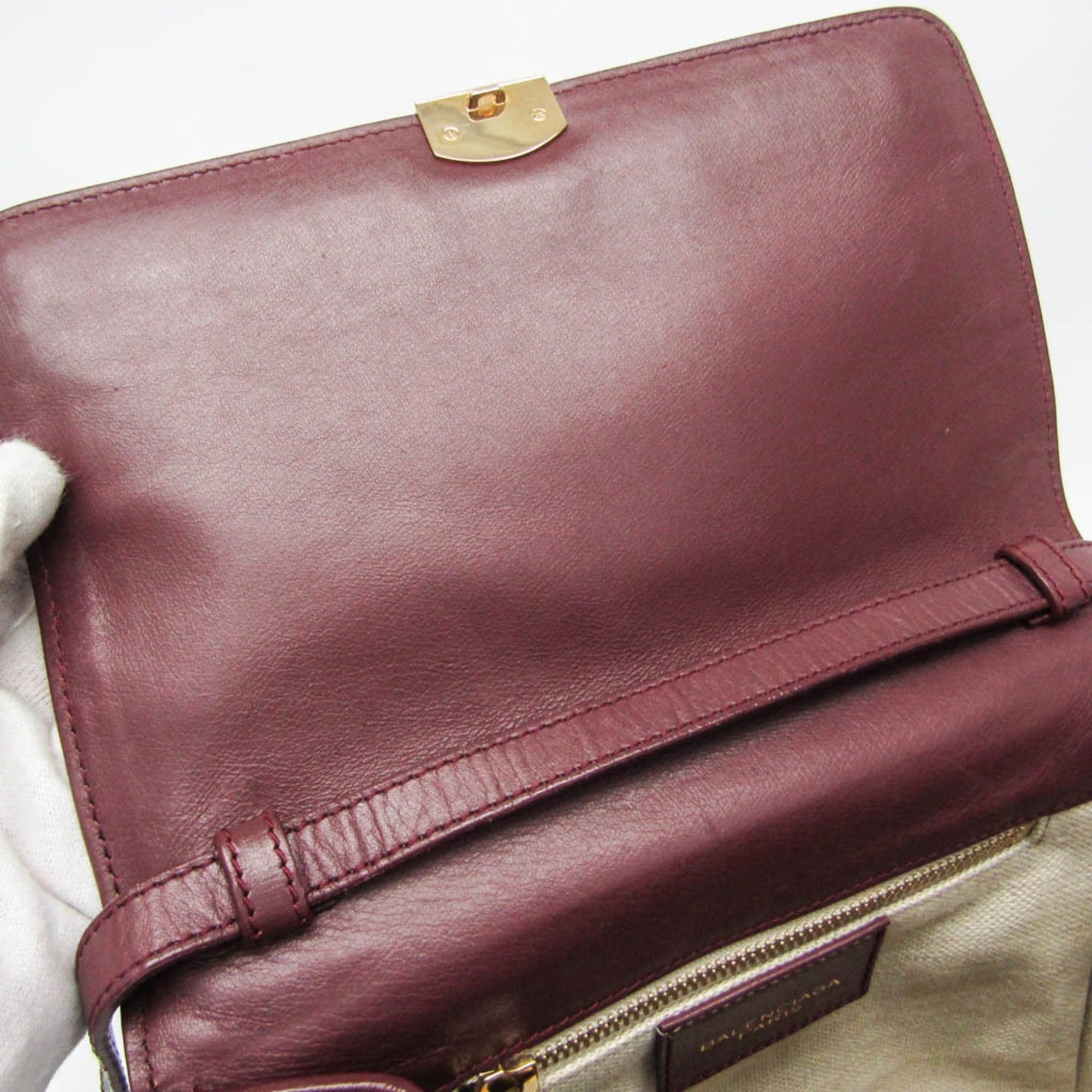 Balenciaga Balenciaga 293862 Women's Leather Shoulder Bag Wine Size ONE SIZE - 15 Thumbnail