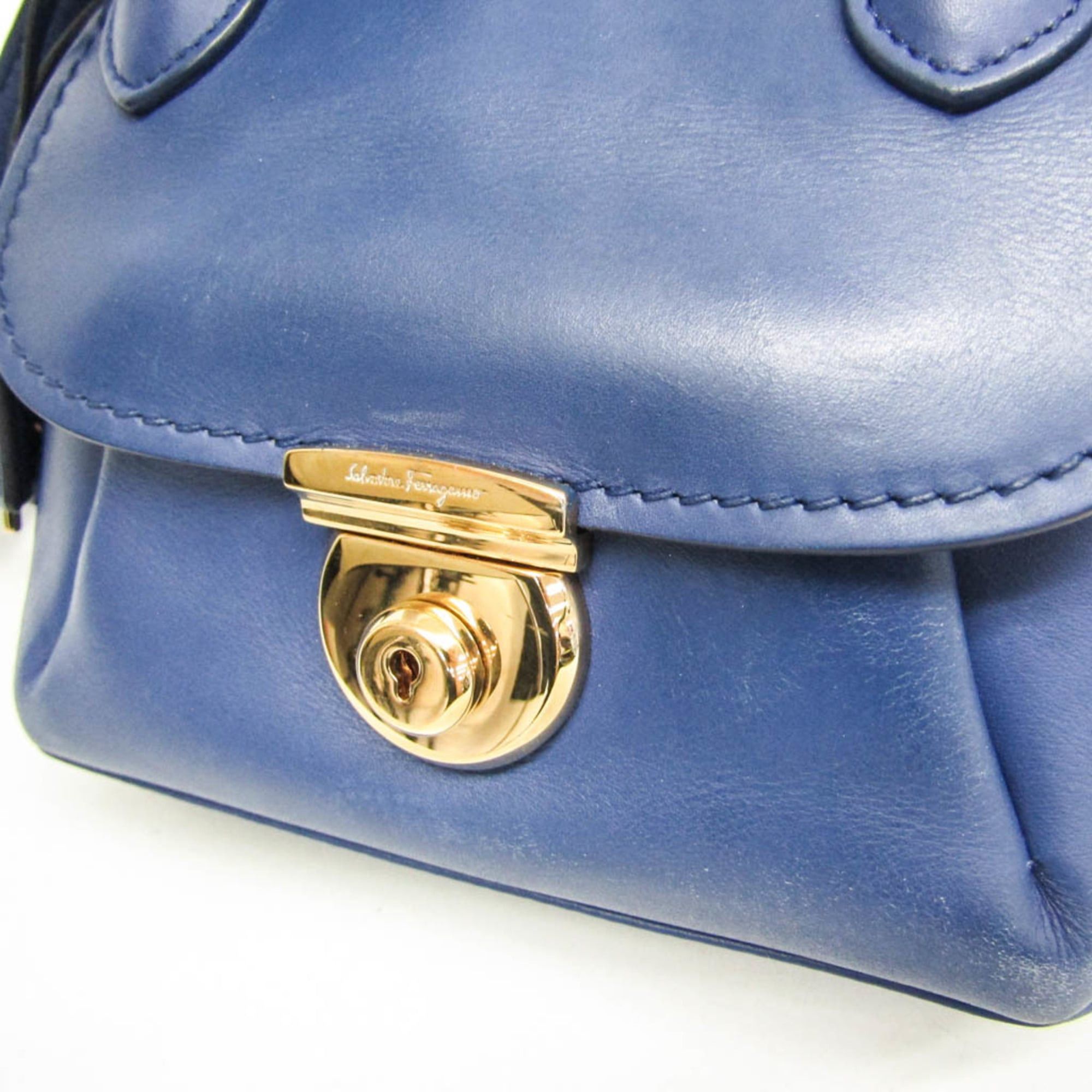Salvatore Ferragamo Salvatore Ferragamo FIAMMA GE-21 E881 Women's Leather Handbag,Shoulder Bag Blue Size ONE SIZE - 12 Thumbnail