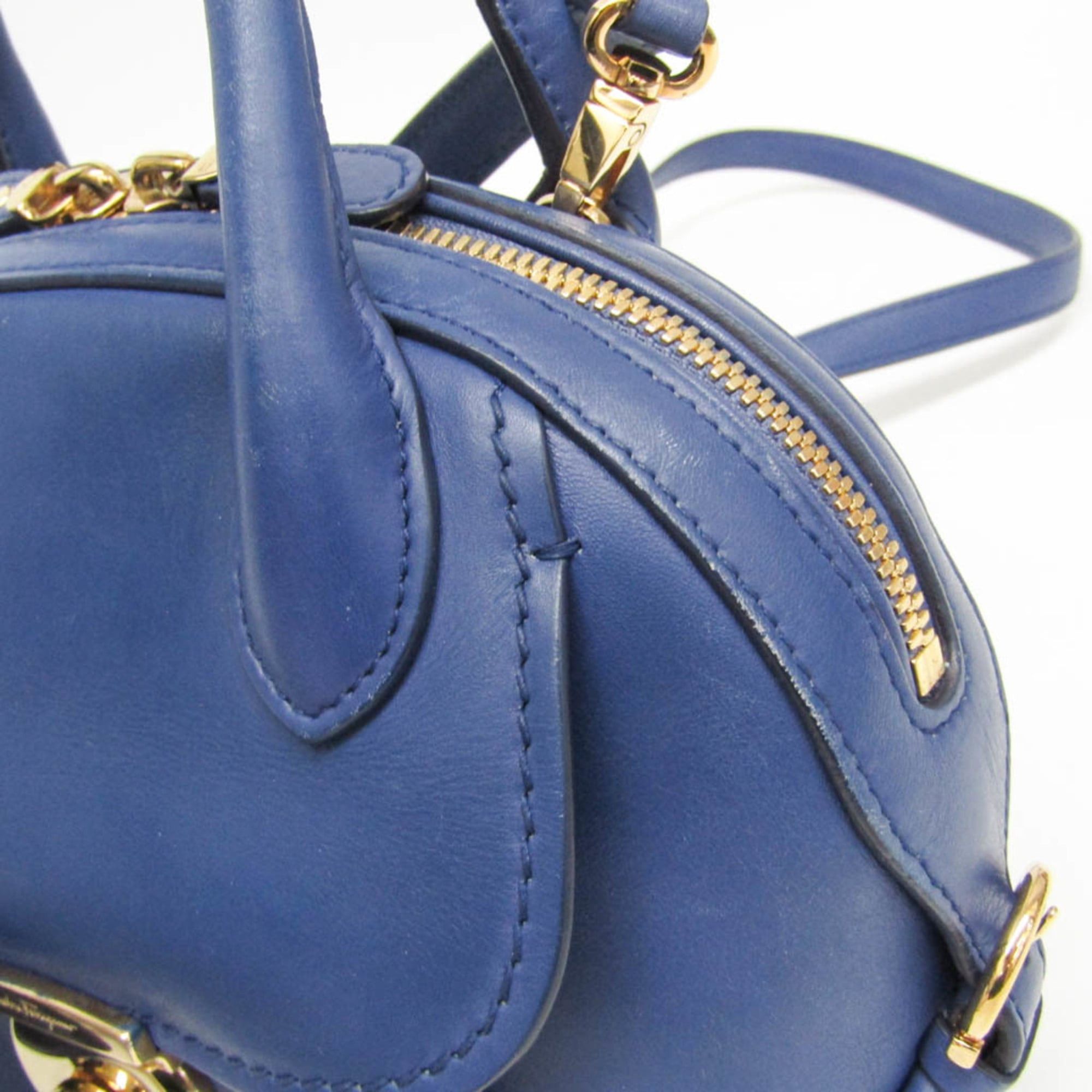 Salvatore Ferragamo Salvatore Ferragamo FIAMMA GE-21 E881 Women's Leather Handbag,Shoulder Bag Blue Size ONE SIZE - 8 Thumbnail