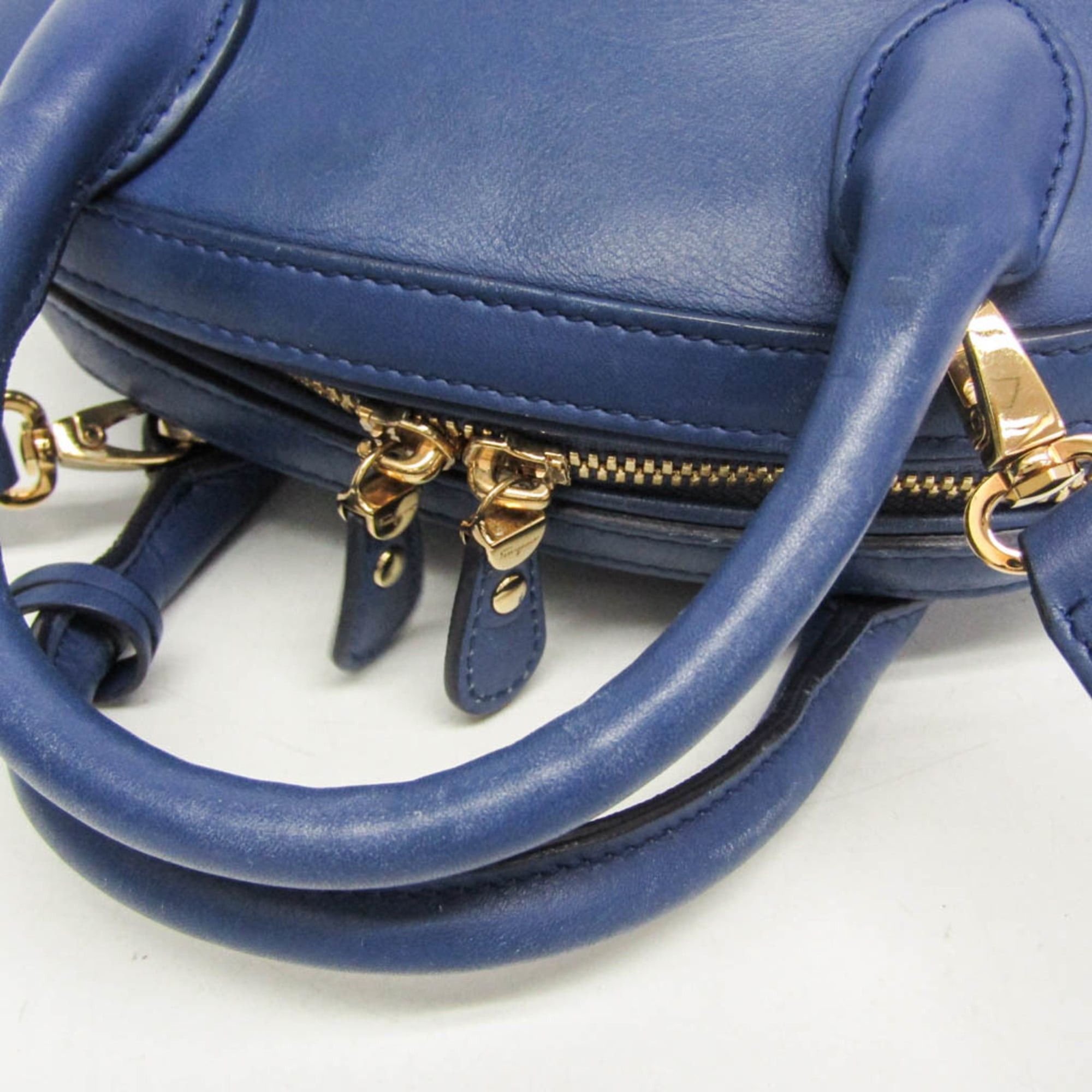 Salvatore Ferragamo Salvatore Ferragamo FIAMMA GE-21 E881 Women's Leather Handbag,Shoulder Bag Blue Size ONE SIZE - 10 Thumbnail