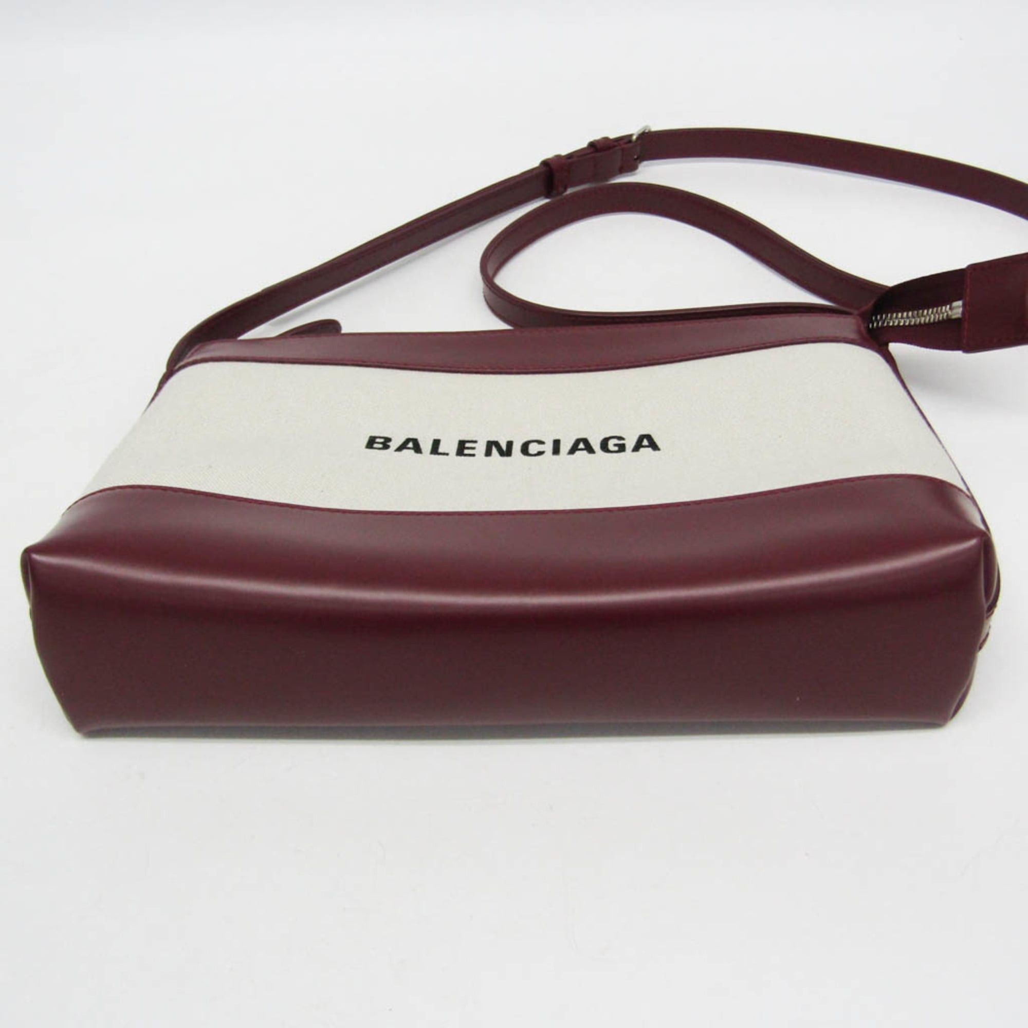 Balenciaga Balenciaga Navy Crossbody Bag 639497 Men,Women Canvas,Leather Shoulder Bag Off-white,Wine Size ONE SIZE - 4 Thumbnail