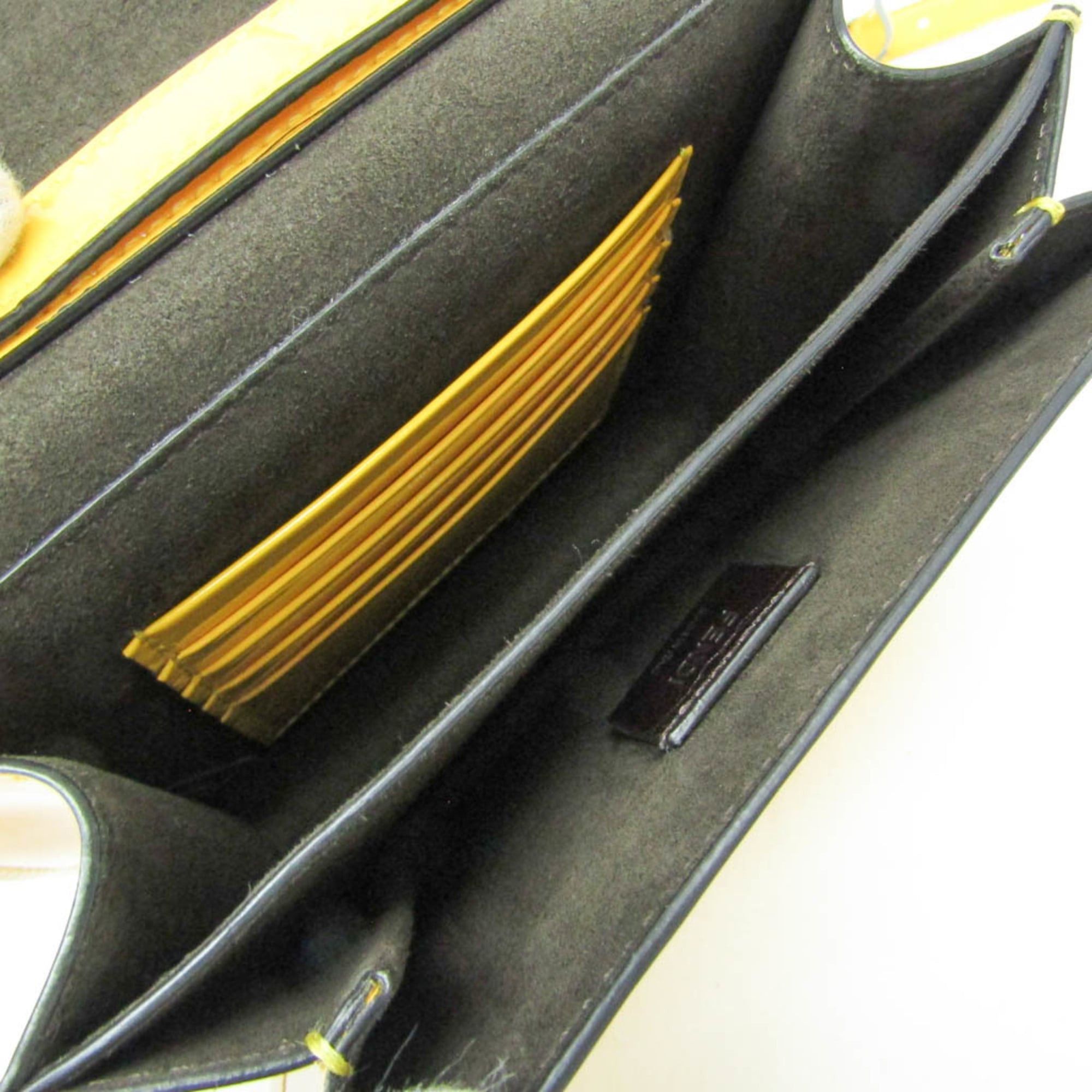 Fendi Fendi Calligraphy 8BT317 Women's Leather Shoulder Bag Yellow Size ONE SIZE - 3 Thumbnail