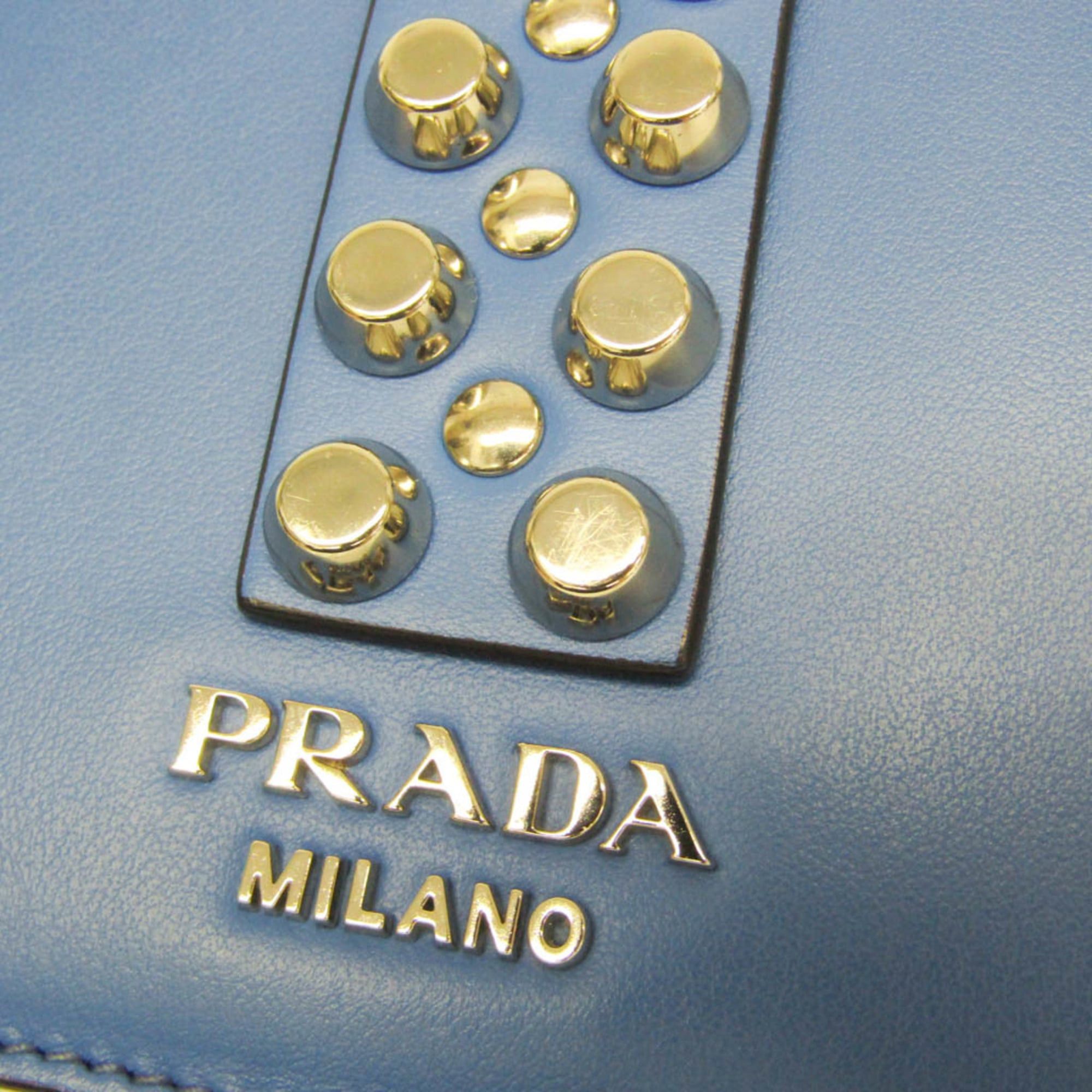 Prada Prada Electra Studs 1BD120 Women's Leather Shoulder Bag Blue Size ONE SIZE - 11 Thumbnail